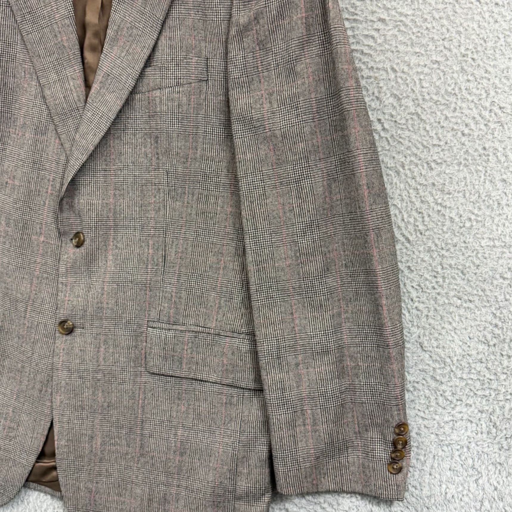 Ralph Lauren VINTAGE Ralph Lauren Chaps Blazer Mens 42T Gray Houndstooth Wool Career Size 42R - 6 Thumbnail