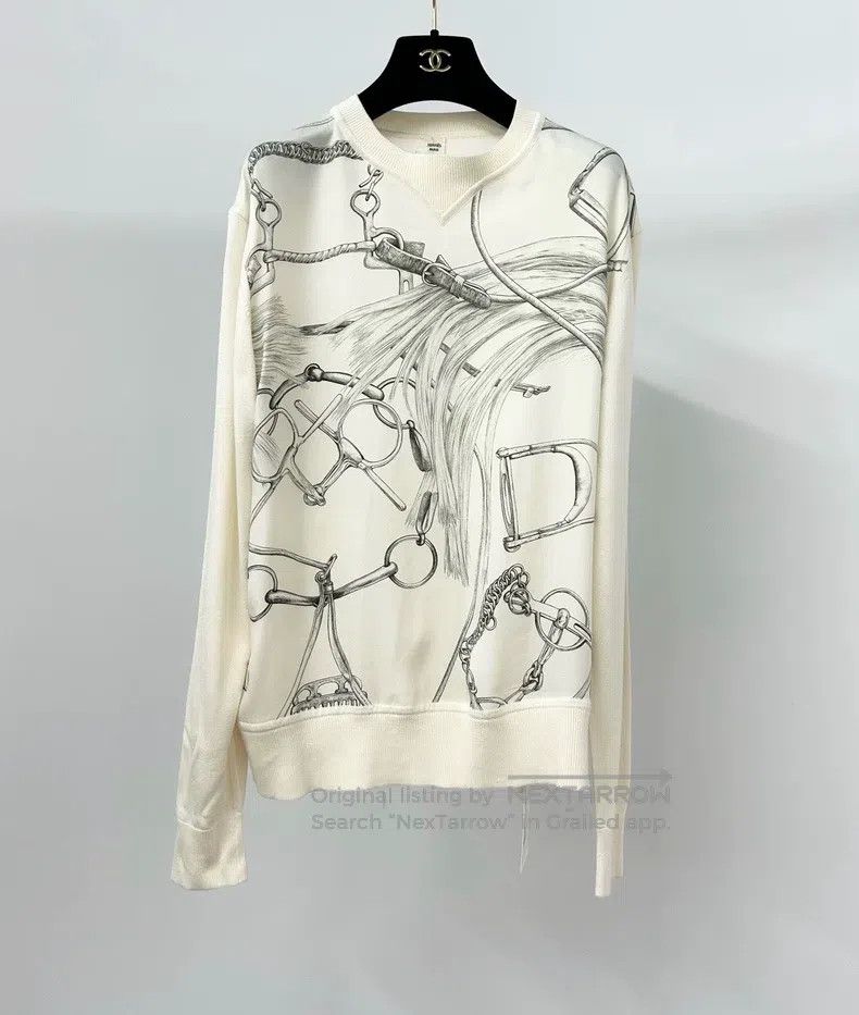 Hermes Hermes White printed silk blend shirt Size XXS / US 00 / IT 34 - 1 Thumbnail