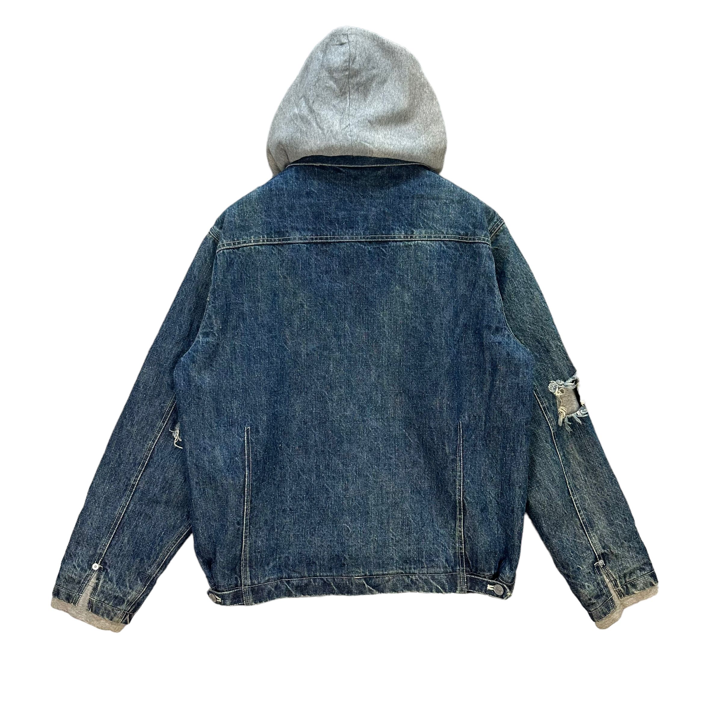 Japanese Brand MONTAGE DENIM CROWD DISTRESSED DOUBLE LAYER JACKET #8391-007 Size US L / EU 52-54 / 3 - 12 Thumbnail