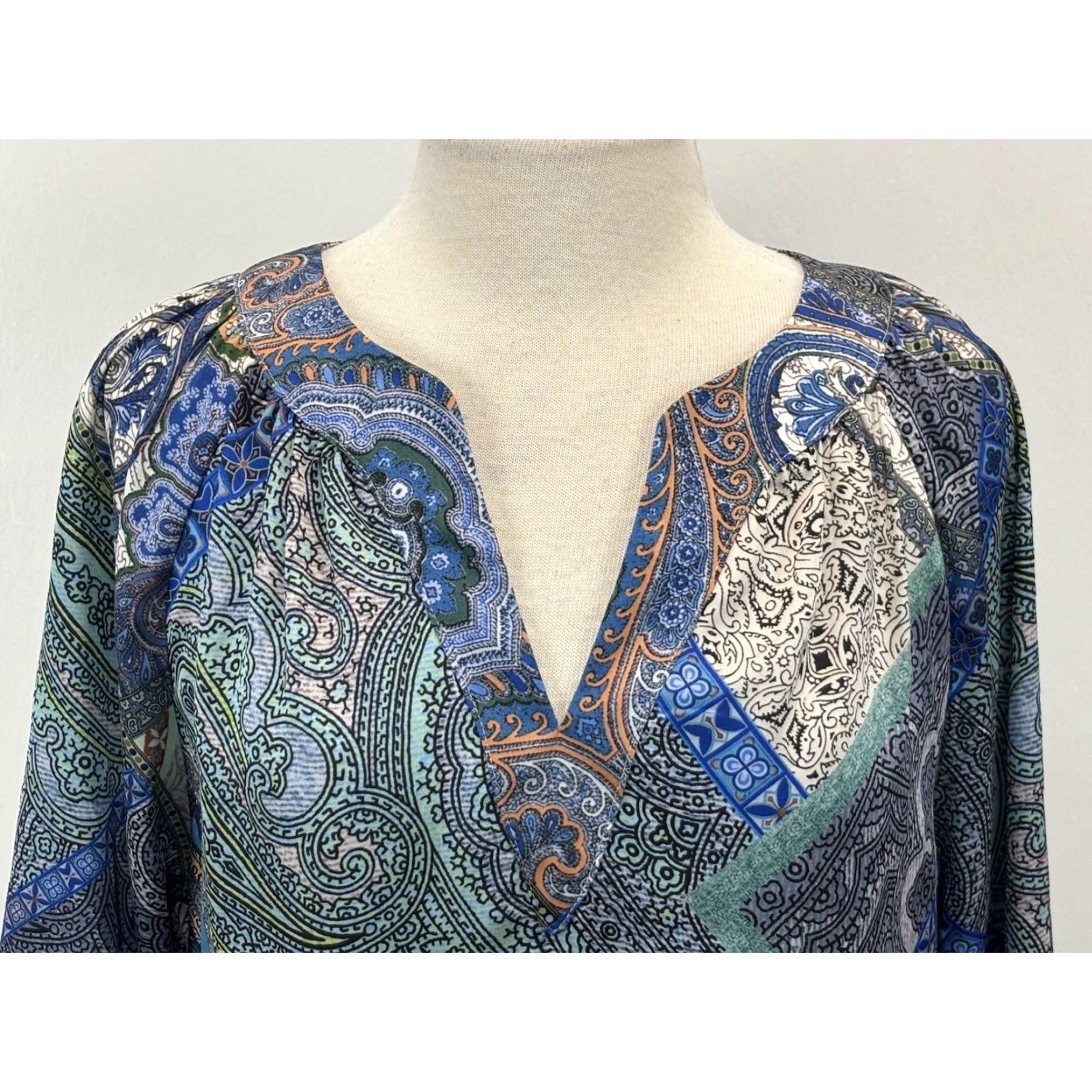 Vintage Chicos Paisley Patchwork Popover Tunic Top Shirt Sz 1 US Medium Women’s Blue Size M / US 6-8 / IT 42-44 - 5 Thumbnail