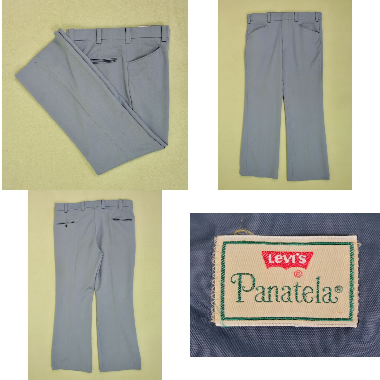 Levi's Levi's 70s Leisure Suit Jacket Pants Panatela Polyester Light Blue Mens L Vintage Disco Size 40R - 8 Thumbnail
