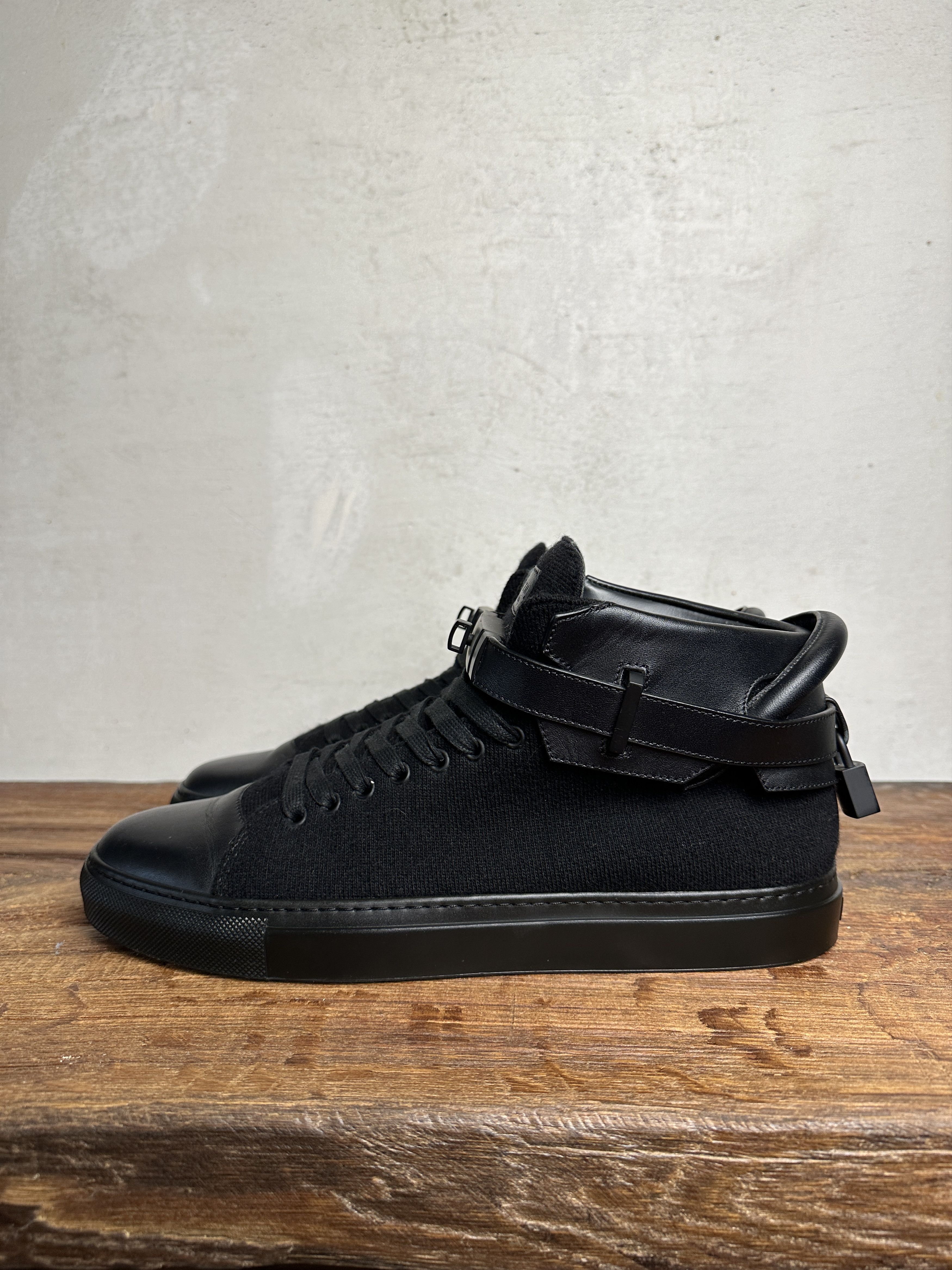 Buscemi Buscemi 100mm Clip Canvas Mid-Top Triple Black Sneakers Size US 12 / EU 45 - 4 Thumbnail