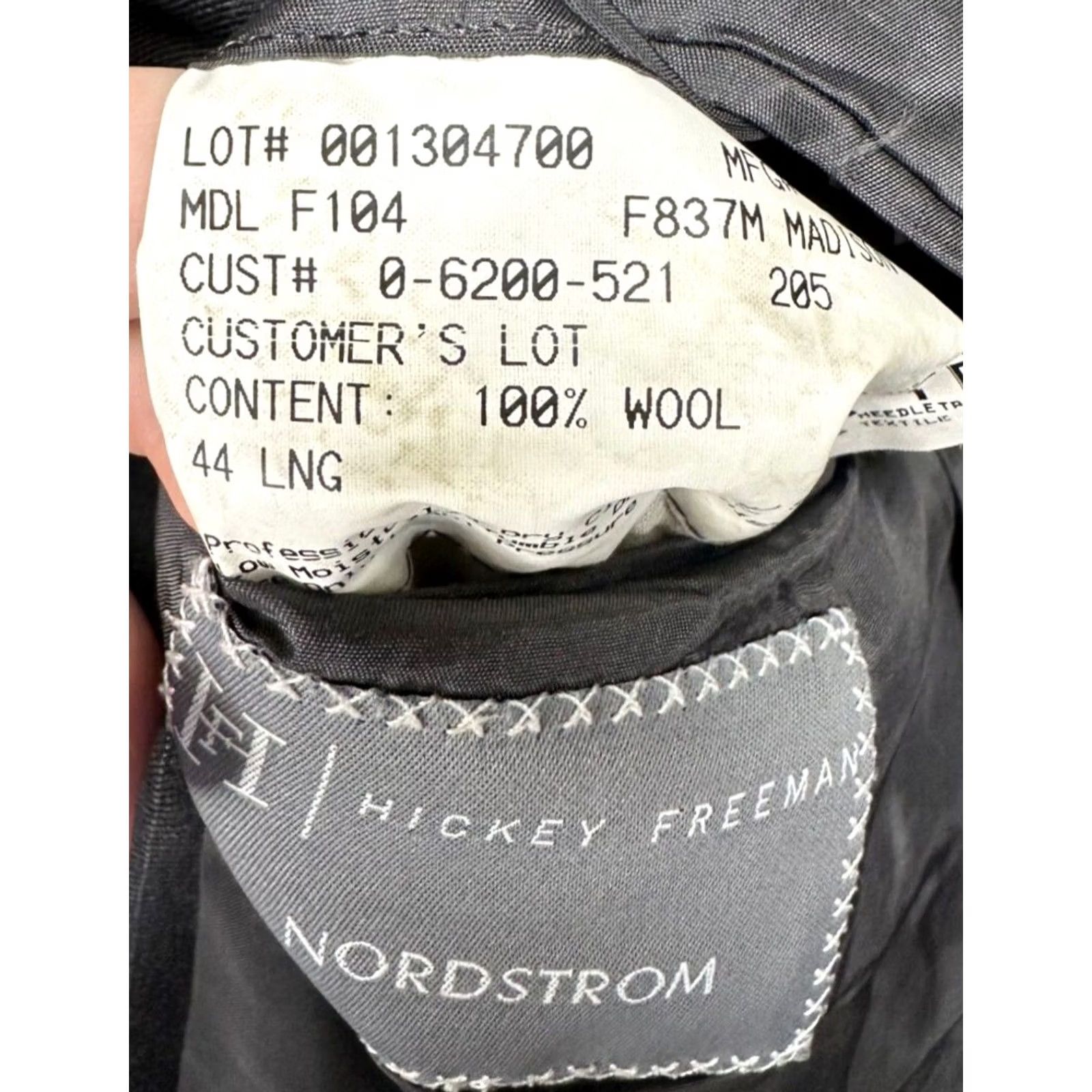 Loro Piana VINTAGE? No. Hickey Freeman Blazer Inner Pockets 44 Long Dark Grey Pinstripe 100% Wool Men Size 44R - 7 Thumbnail