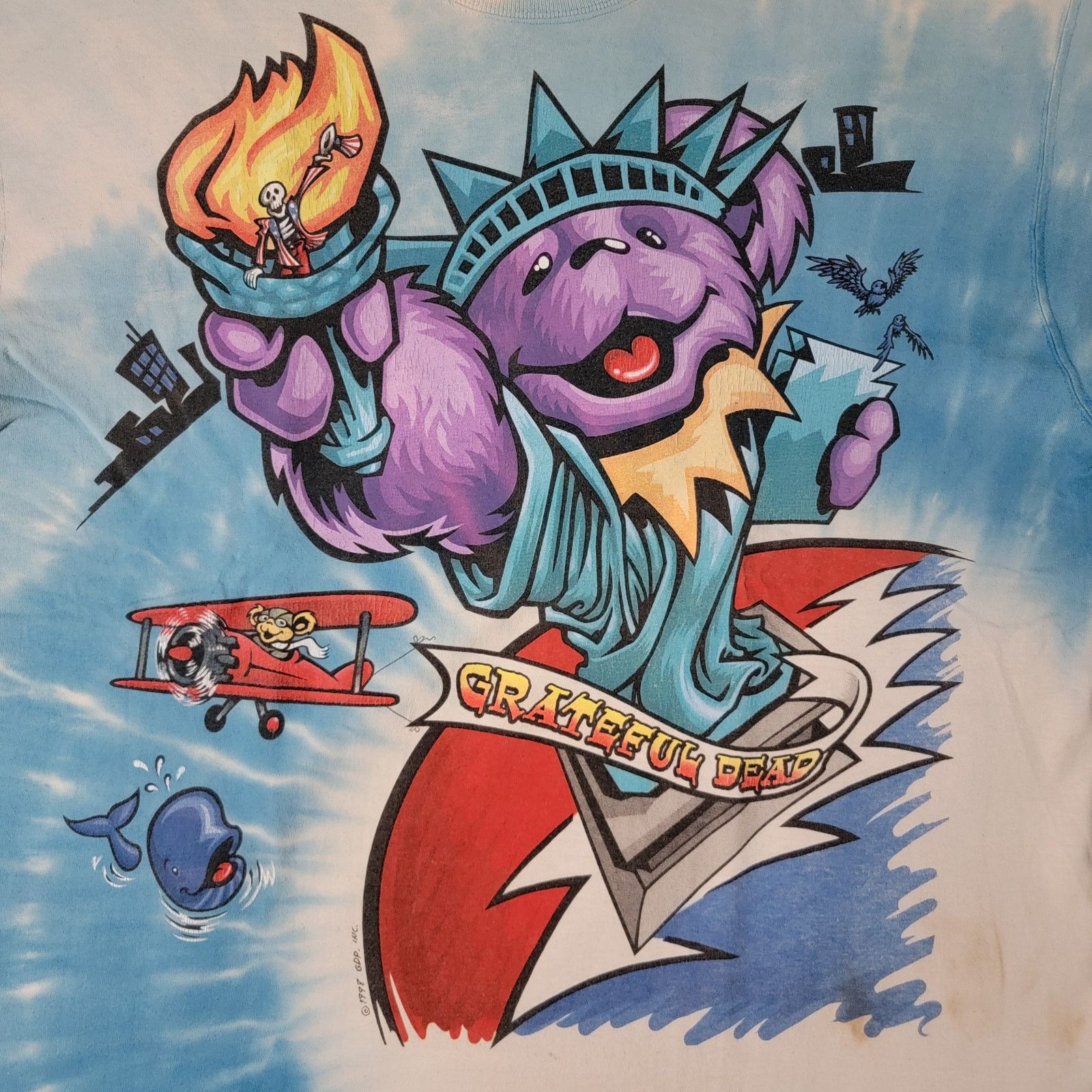 Liquid Blue Grateful Dead Vintage USA Statue of Liberty NY Tour T-Shirt Size US XL / EU 56 / 4 - 3 Thumbnail