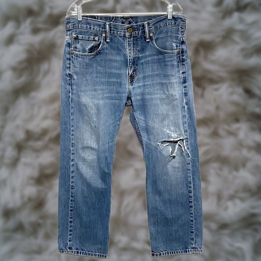 Levi's Levi's 569 Loose Fit Straight Jeans Mens 33x27.5 Distressed Ripped Grunge Y2K Jeans Men Denim Blue 5-Pocket Size US 32 / EU 48 - 1 Thumbnail