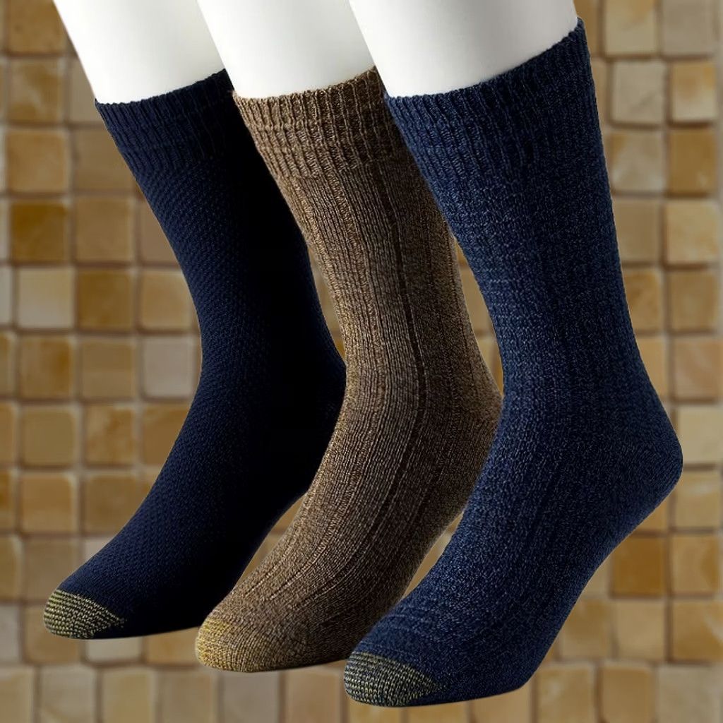Vintage New Mens GoldToe Premium Textured Crew Dress Socks 3 Pairs Moisture Wicking Size ONE SIZE - 1 Preview