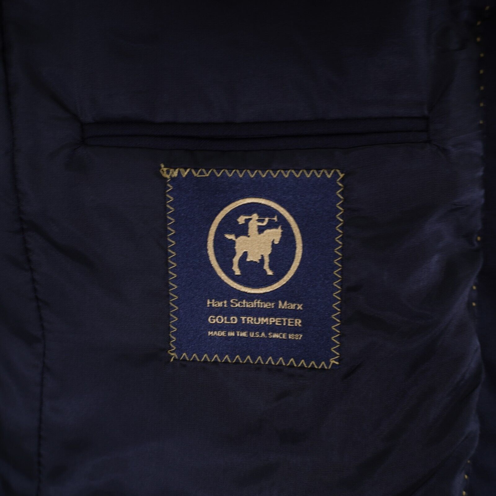 Hart Schaffner Marx Hart Schaffner Marx Gold Trumpeter Nordstrom Wool Blue Herri Size 44S - 11 Thumbnail