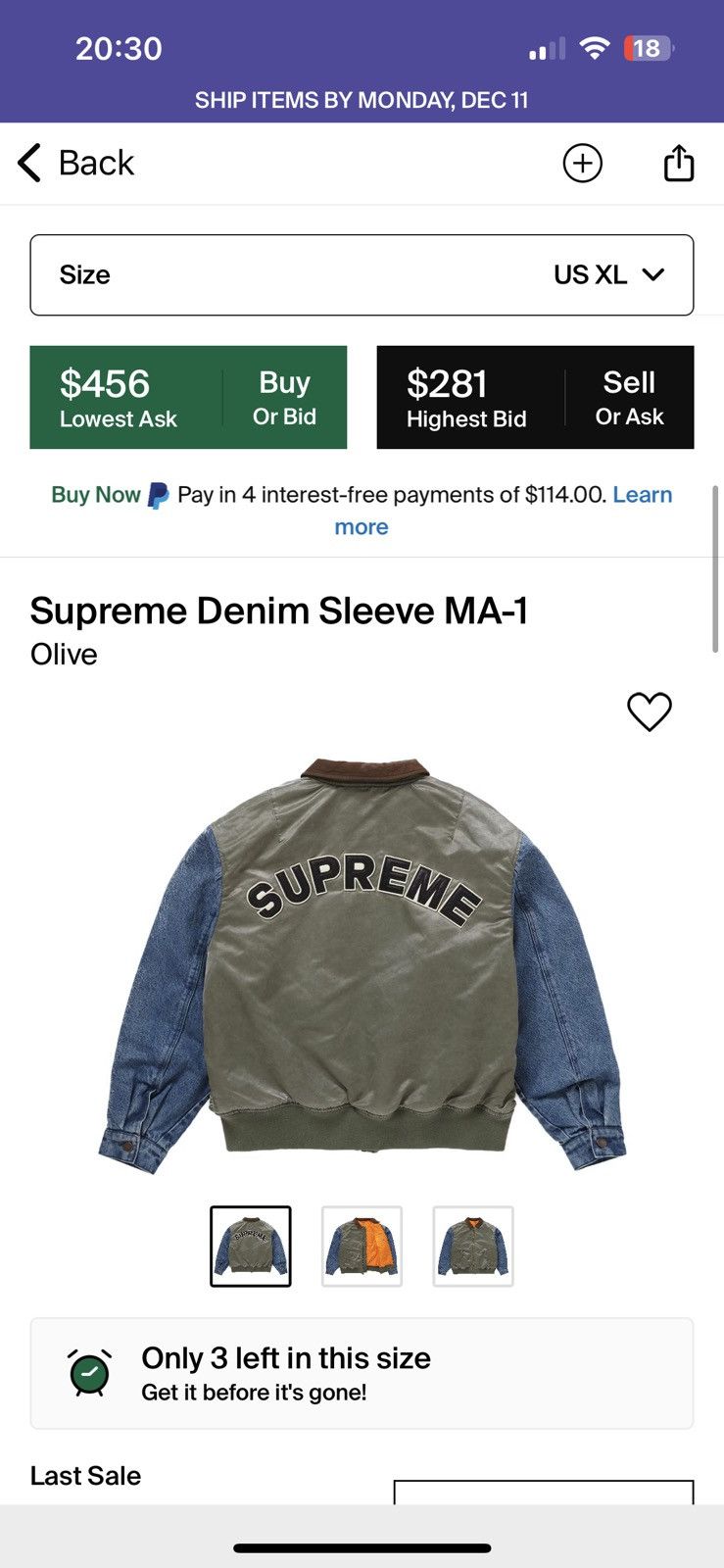 Supreme Denim Sleeve MA-1 size Large | eBay | Supreme Denim Sleeve MA-1 Olive | ジャケット・アウター | シュプリーム
