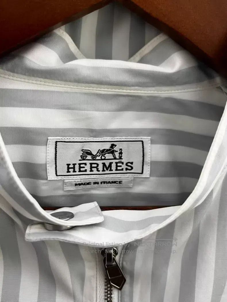 Hermes Hermes size 39 Striped Zip-Up Shirt Jacket Size US L / EU 52-54 / 3 - 3 Thumbnail