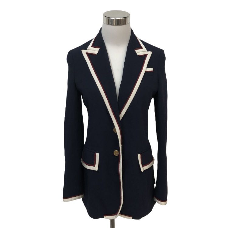 Gucci Gucci Navy Trimmed Blazer Size 38 Size XS / US 0-2 / IT 36-38 - 1 Thumbnail