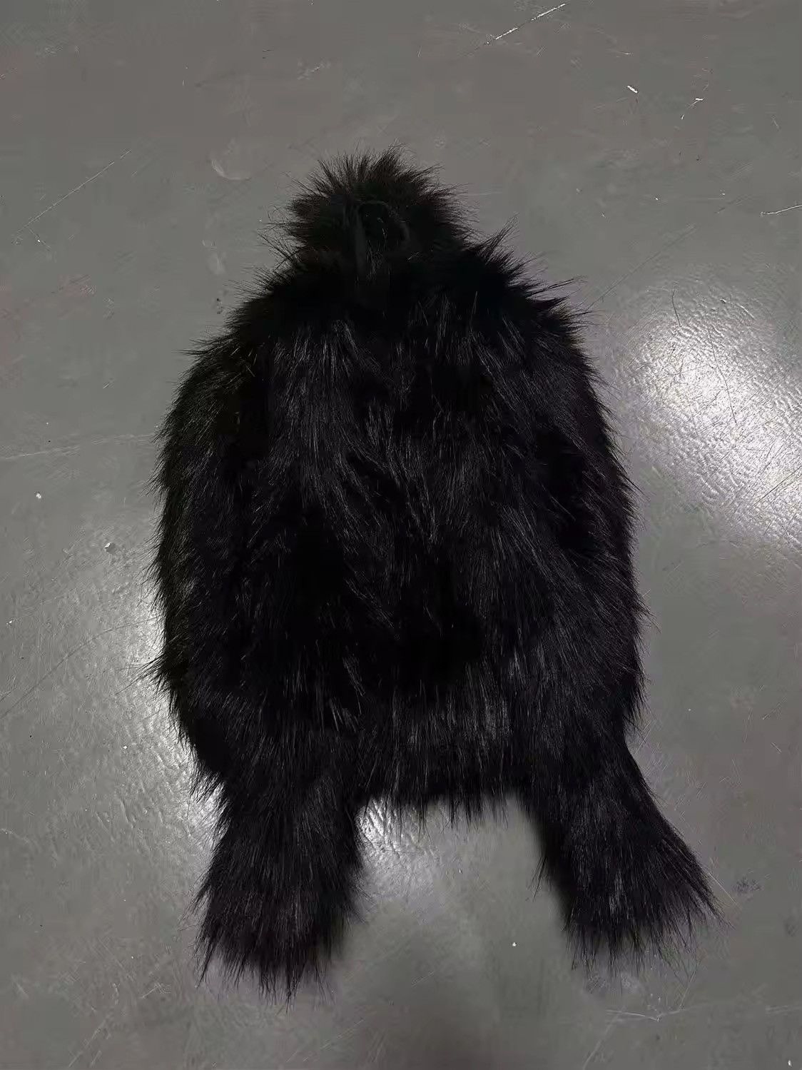 Japanese Brand Unisex Print Fluffy Black Fur Backpack Size ONE SIZE - 6 Thumbnail