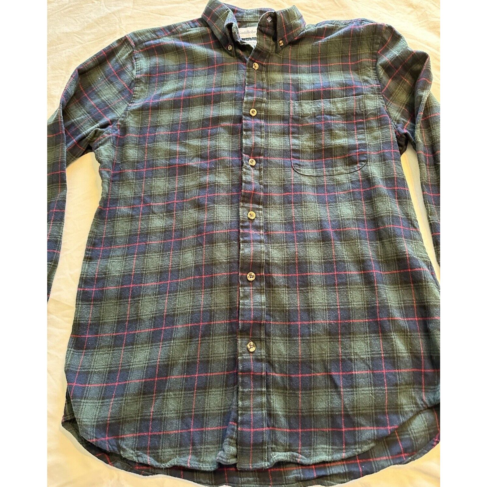 Saddlebred Saddlebred Button Flannel Shirt Green/Navy Blue Plaid Medium Size US M / EU 48-50 / 2 - 2 Thumbnail