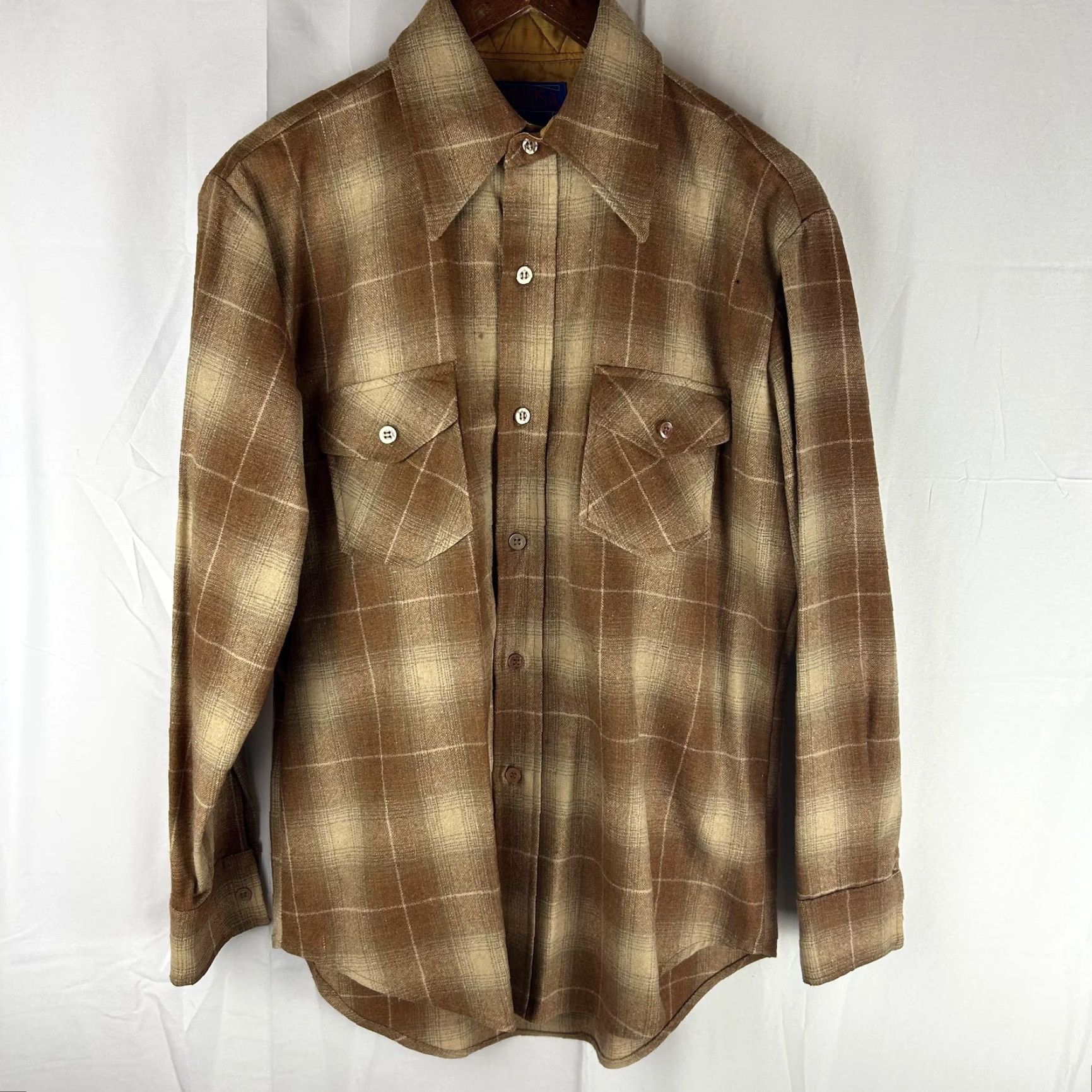 Vintage VINTAGE Ponderosa Shirt Mens M Brown Plaid Wool Flannel Lined Korea 70s Western Wool Flannel Shirt Jacket Button-Up Size US M / EU 48-50 / 2 - 2 Thumbnail