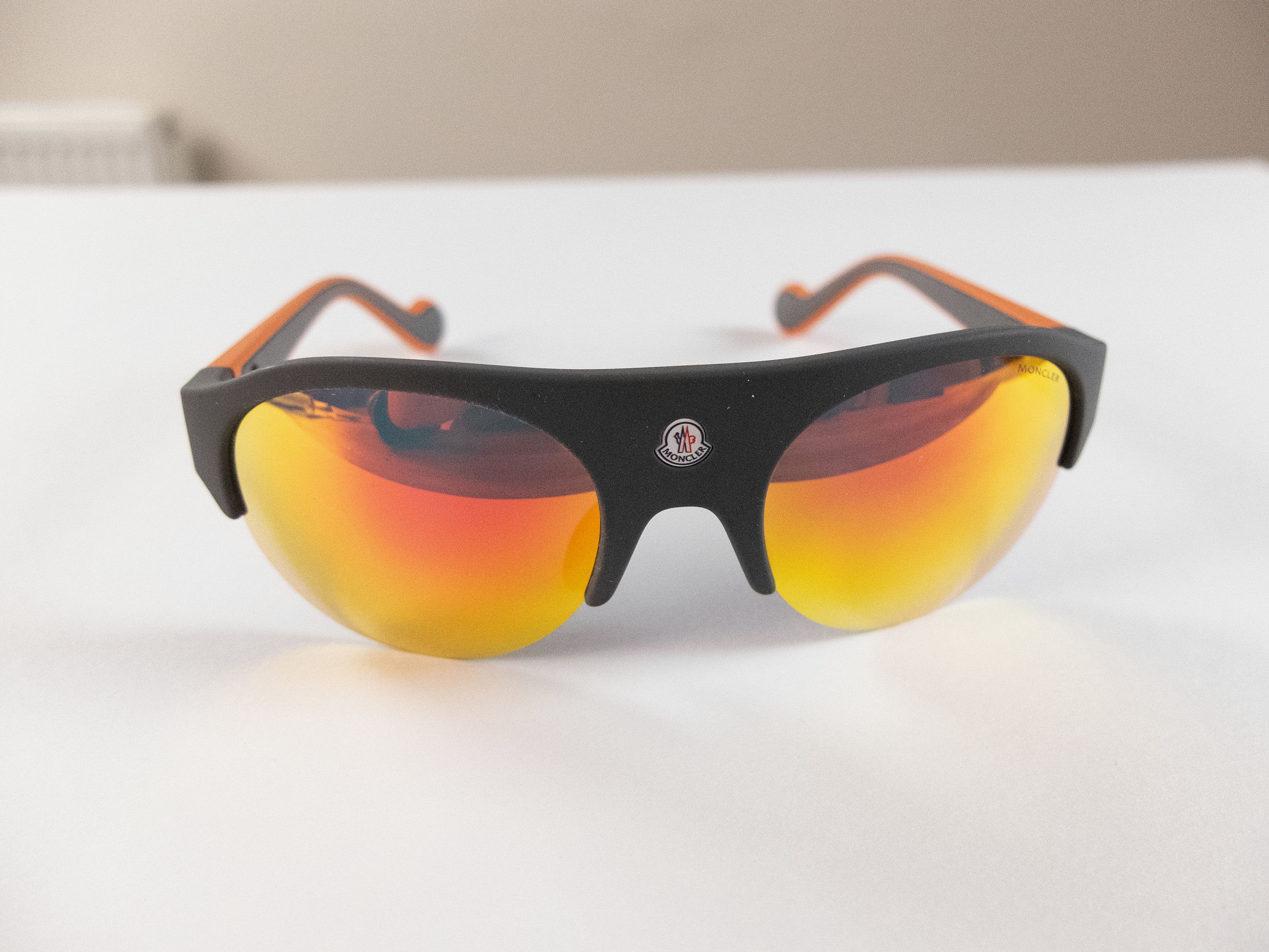Moncler MONCLER black orange reflective lens plastic sunglasses Size ONE SIZE - 4 Thumbnail