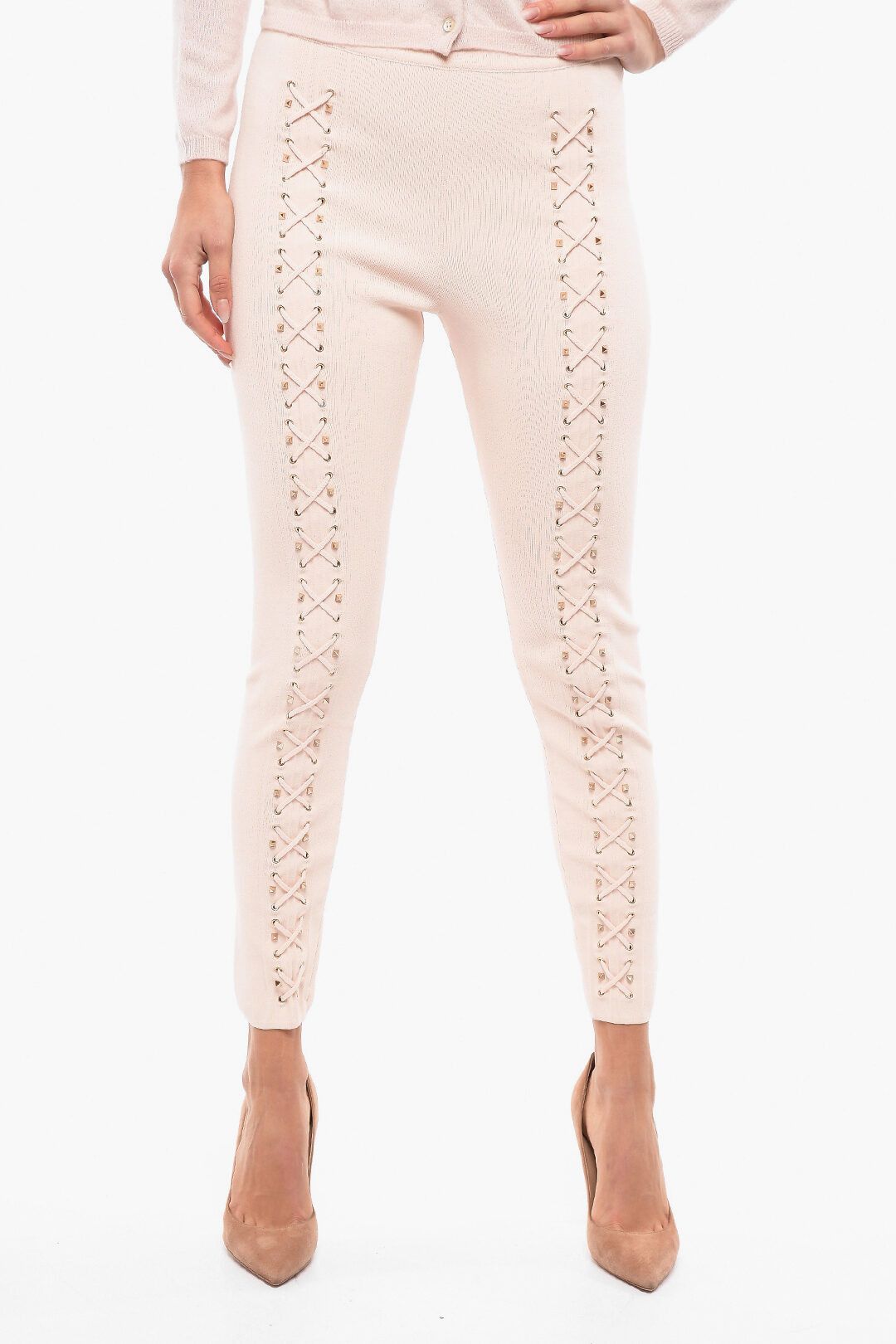 Philipp Plein og1mm0824 Lace-Up Leggings in Light Pink Size 27" / US 4 / IT 40 - 1 Thumbnail