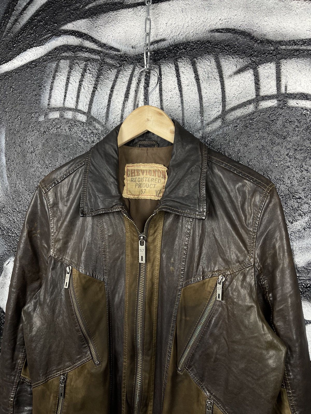 Chevignon Chevignon Registered Product 57 Vintage Brown Full Zip Sheepskin Leather Jacket Size US XL / EU 56 / 4 - 2 Thumbnail