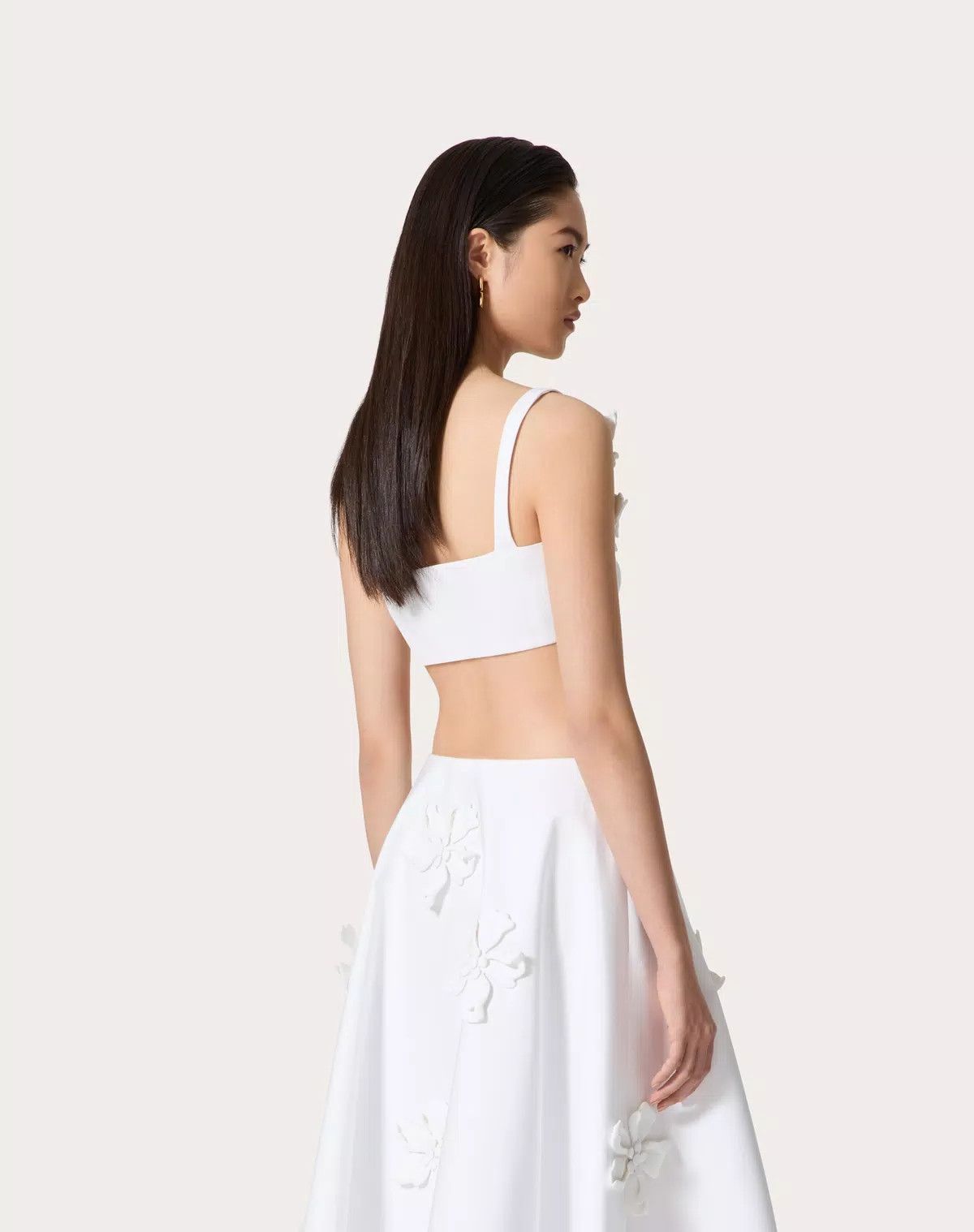 Valentino o1s1wg110625 Embroidered Compact Popeline Bralette in White Size M / US 6-8 / IT 42-44 - 4 Thumbnail