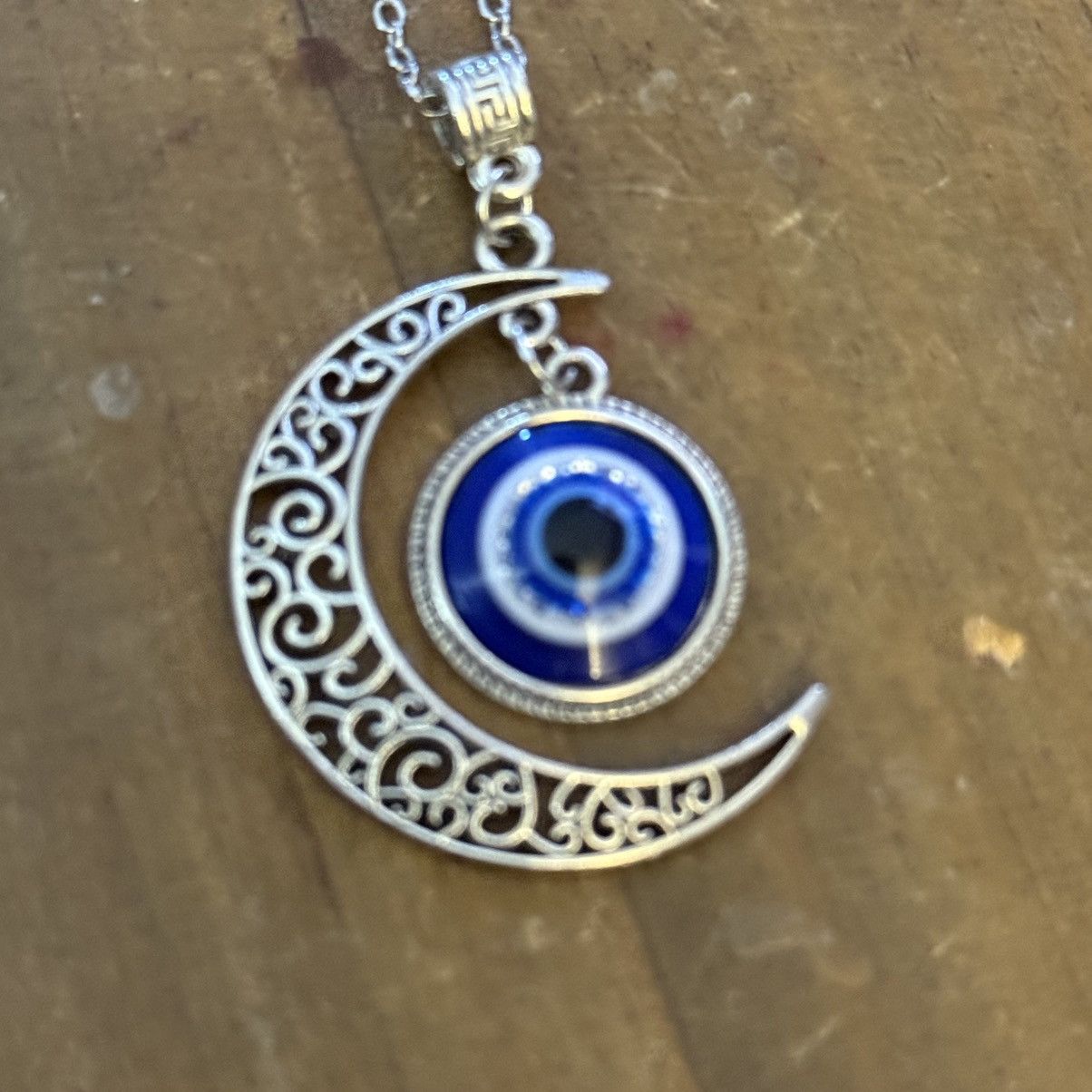 Other Silver tone crescent moon and evil eye pendant necklace Size ONE SIZE - 3 Thumbnail