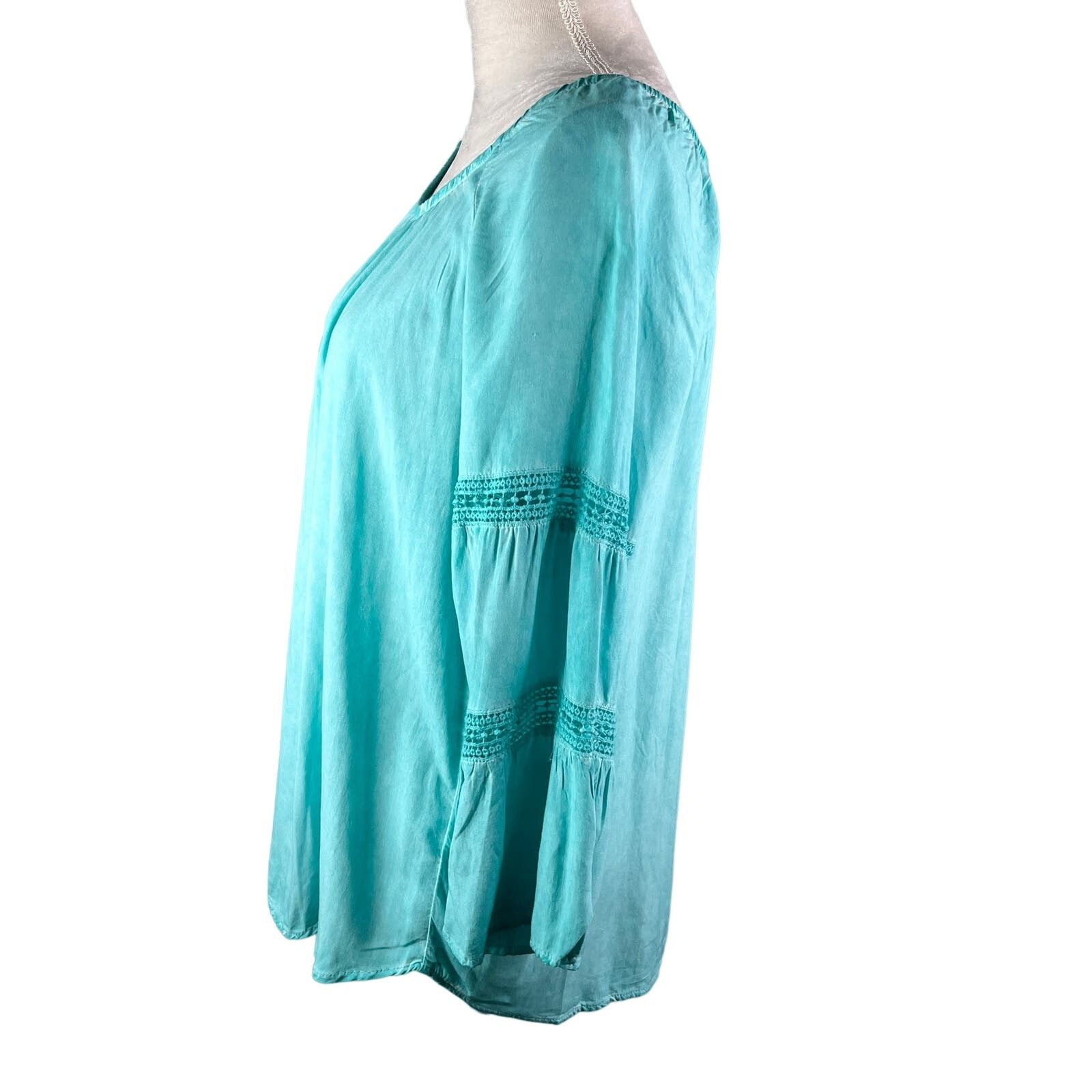 Other Floral & Ivy Top Boho Blouse Turquoise Lace Cutouts M New Size M / US 6-8 / IT 42-44 - 11 Thumbnail