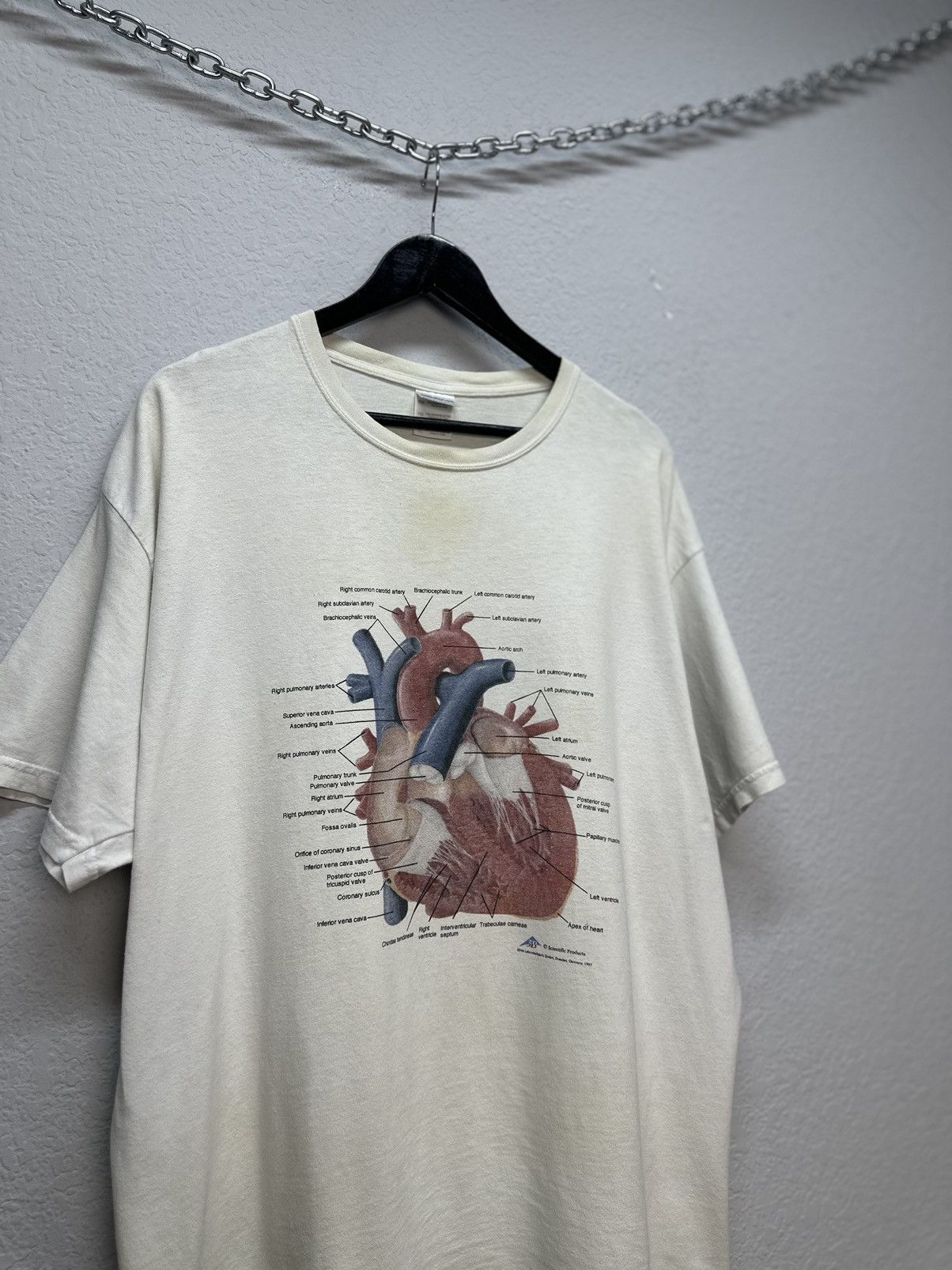 Gildan Vtg 1997 Anatomical Chart T-shirt Heart 80s Kurt Cobain Size US XL / EU 56 / 4 - 4 Thumbnail