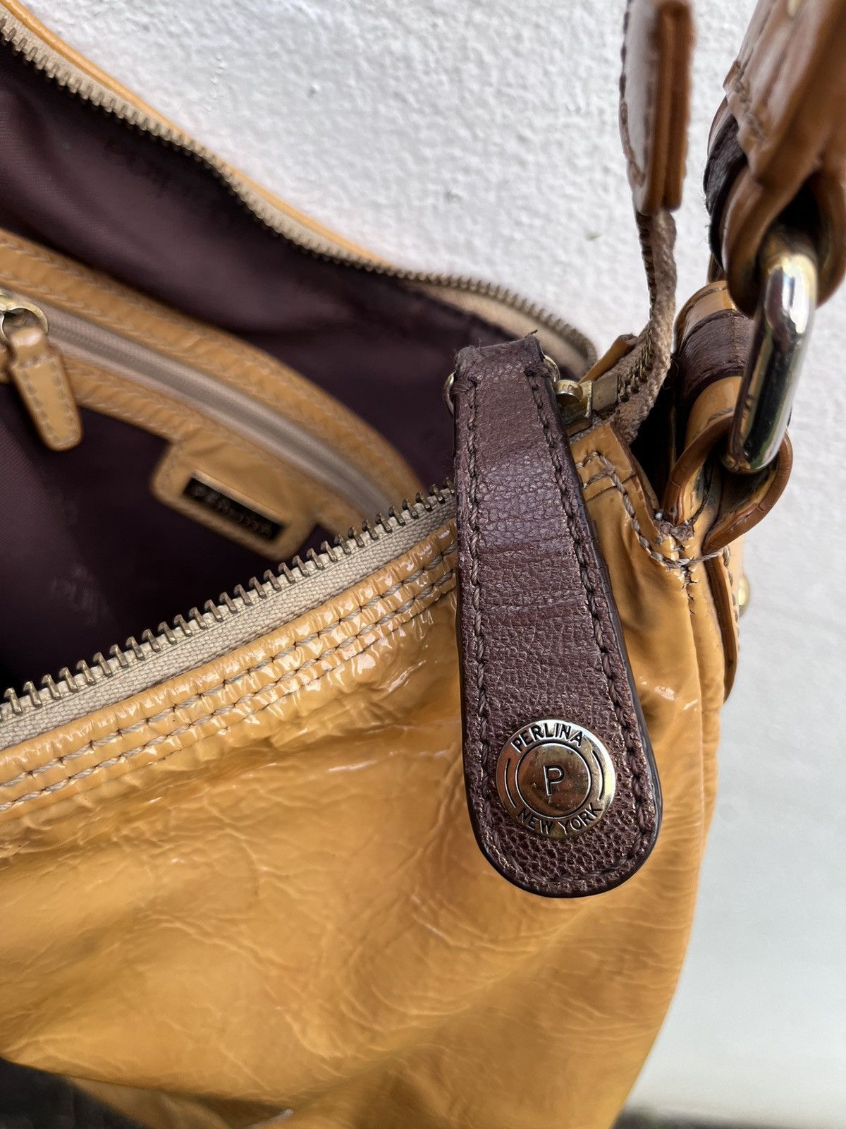 Vintage MUSTARD HOBO LEATHER BAG “PERLINA NEW YORK” Size ONE SIZE - 5 Thumbnail