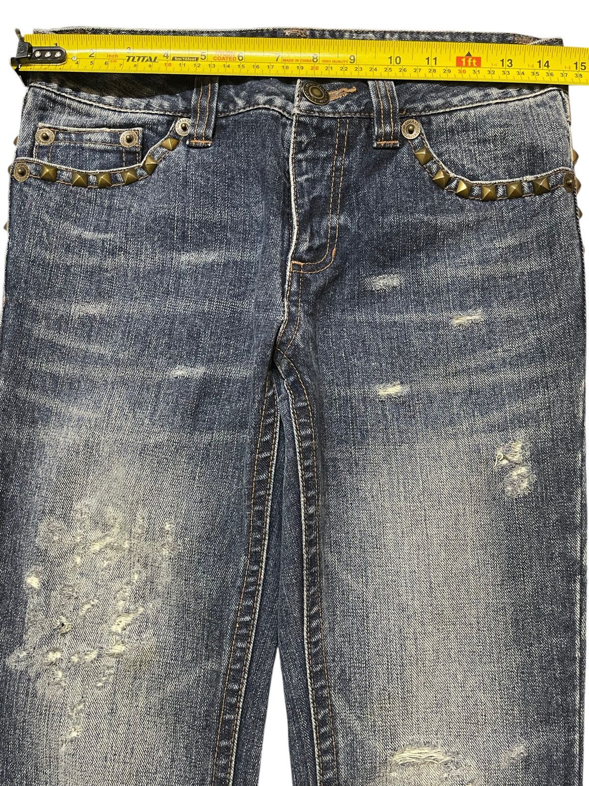 14th Addiction Vintage Japanese Brand Faded Wash Distressed Flared Jeans Size US 28 / EU 44 - 11 Thumbnail