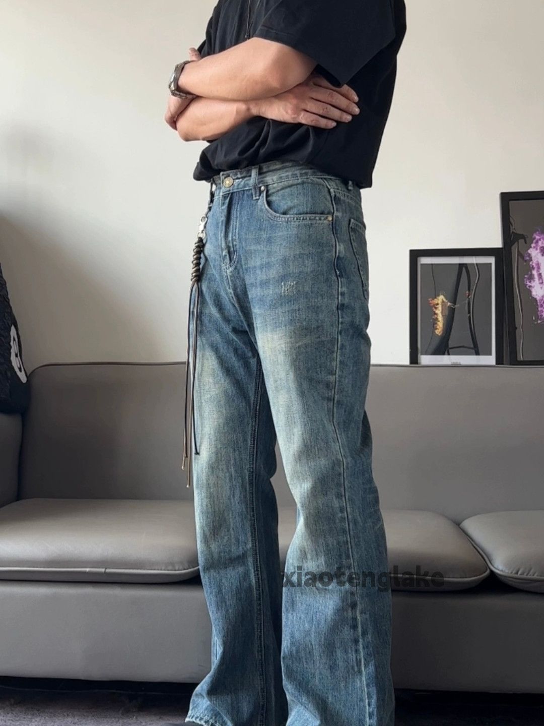 Jean × Vintage washed faded cleanfit skate hiphop flared jeans Size US 32 / EU 48 - 3 Thumbnail