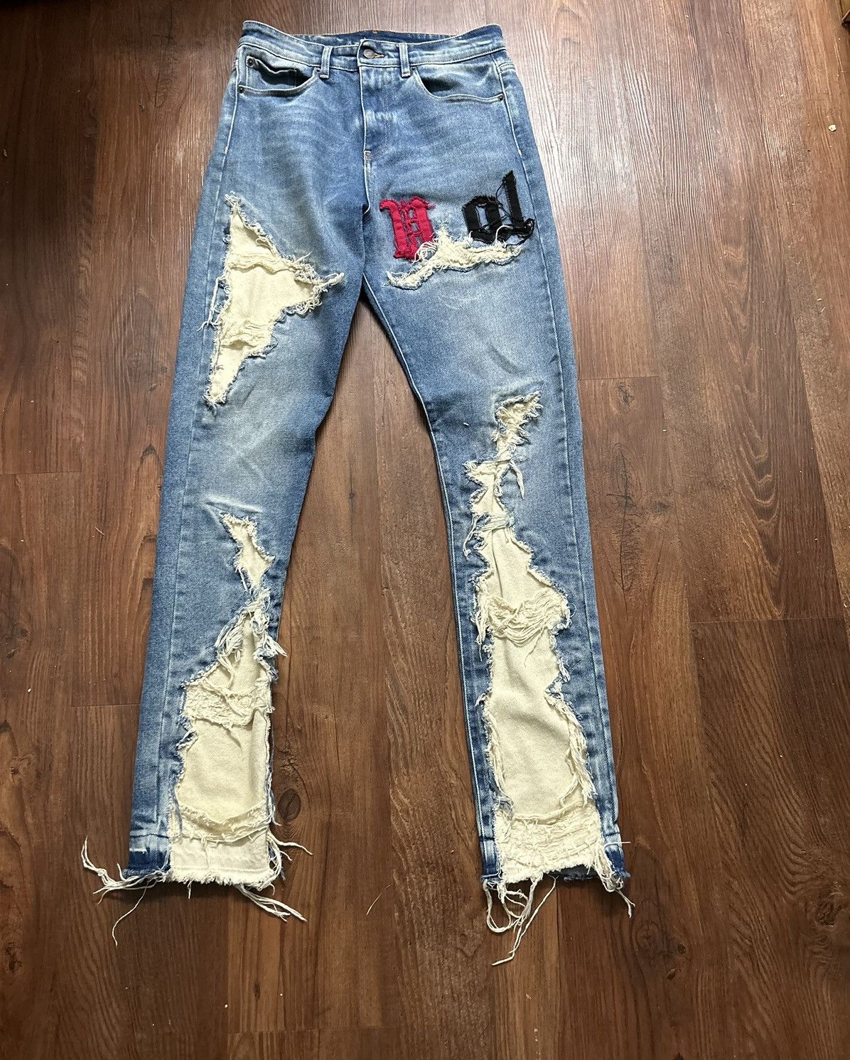 image of Val Kristopher Distressed Skinny Jeans Denim in Blue, Men's (Size 32)