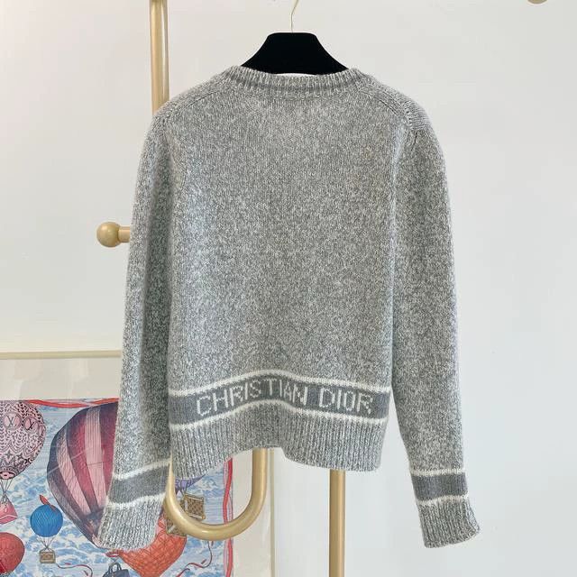 Dior Dior Gray logo embroidered knitted sweater Size XXS / US 00 / IT 34 - 2 Thumbnail