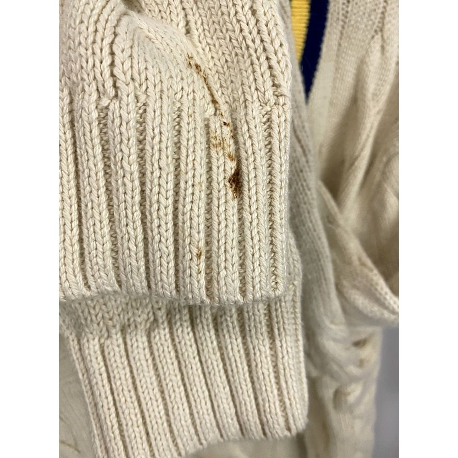 Polo Ralph Lauren VTG Polo Ralph Lauren Varsity Cricket Striped Knit V-Neck Sweater XXL Men Polo Ralph Lauren Shirt Sweater Mens Knit Pullover Striped Cream Varsity 90s Size US XXL / EU 58 / 5 - 4 Thumbnail
