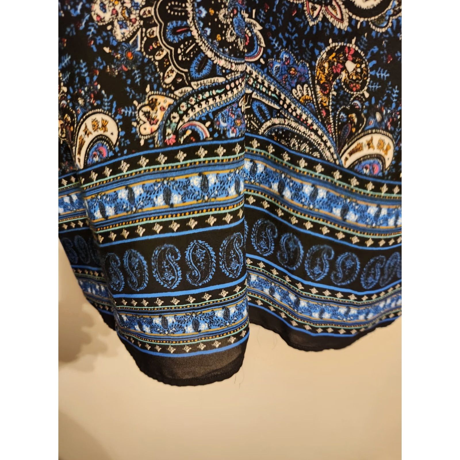 Vintage DR2 Blue Paisley Floral 3/4 Sleeve V-Neck Blouse XL Women Bohemian Shirt Size XL / US 12-14 / IT 48-50 - 4 Thumbnail