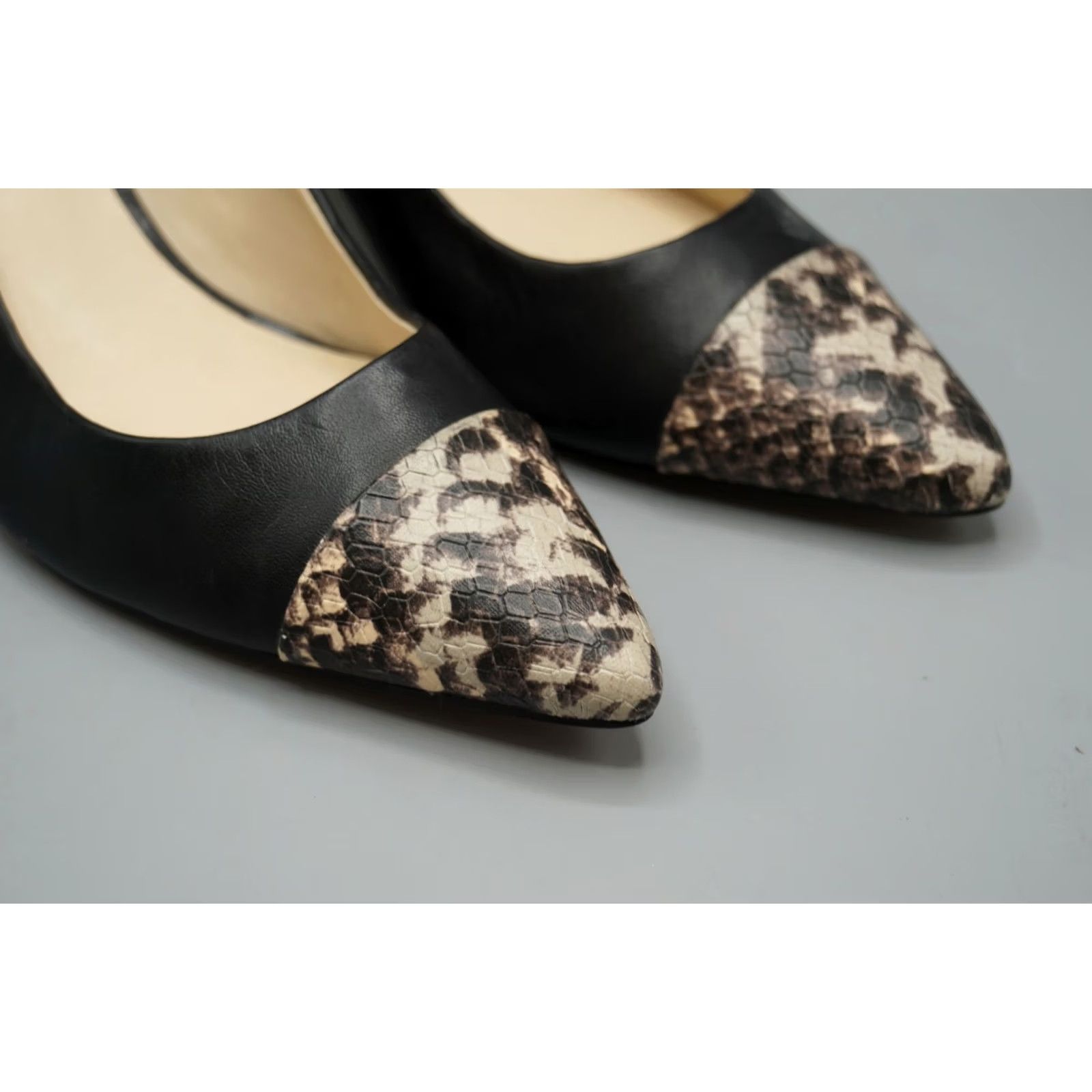 Kenzo Enzo Angiolini Donata Heels Womens Black Leather Snake Print Pointed Toe Stiletto Size US 8.5 Size US 9 / IT 39 - 2 Thumbnail