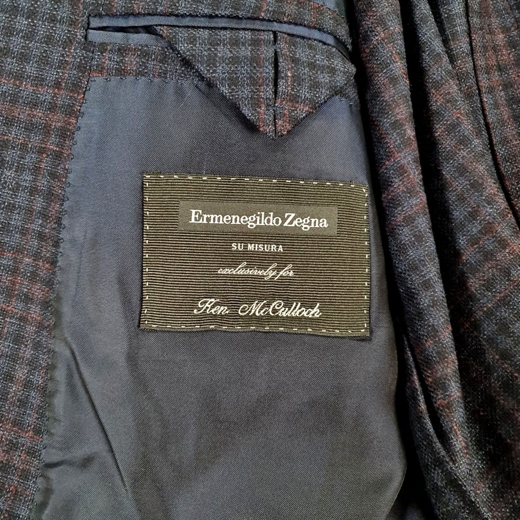 Ermenegildo Zegna VINTAGE? (No) -> Ermenegildo Zegna Blazer Blue Plaid Wool Su Misura Button Closure Regular 48 Long Mens Jacket Size 48R - 5 Thumbnail