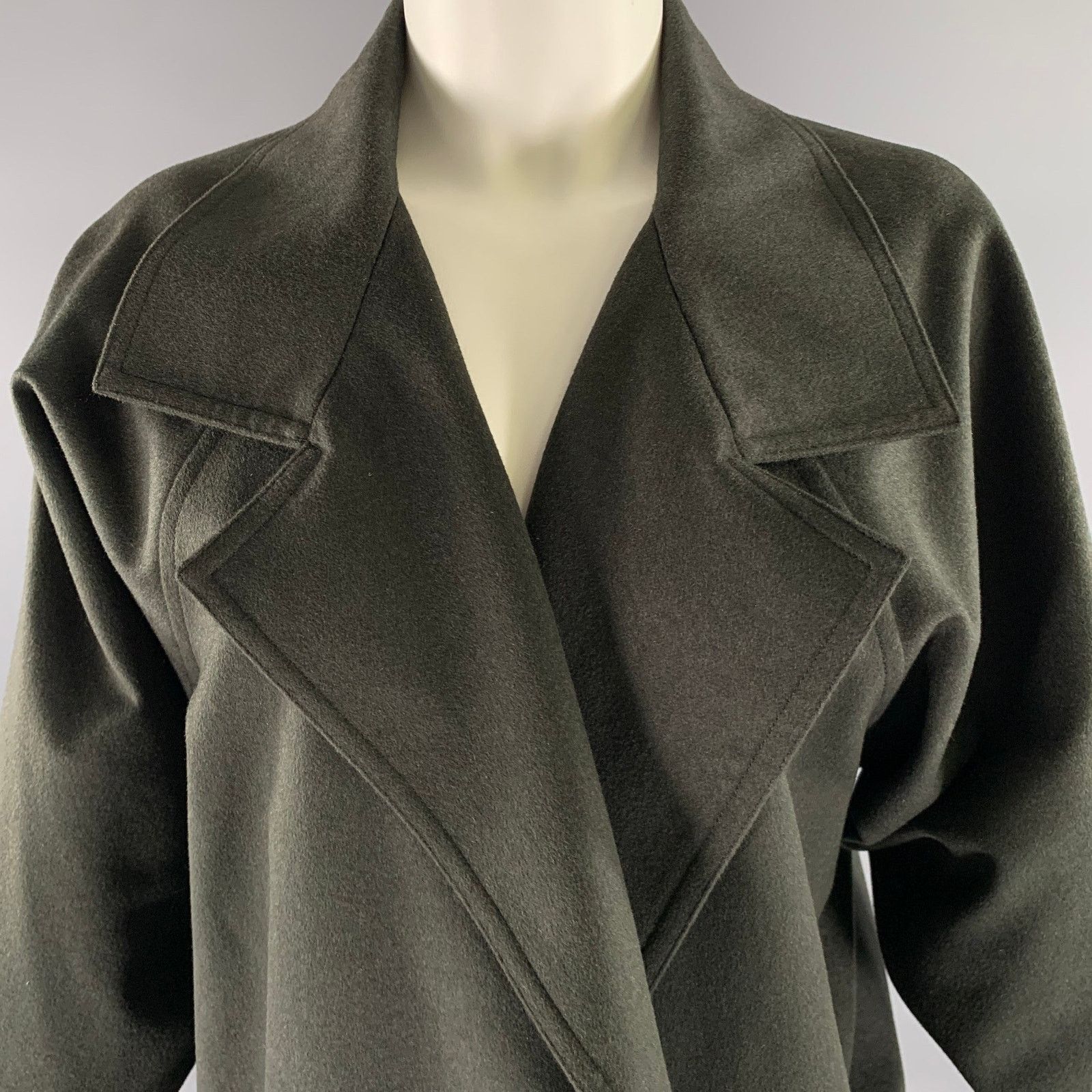 Other ZORAN M Green Olive Wool Angora Notch Collar Cardigan Size M / US 6-8 / IT 42-44 - 2 Thumbnail
