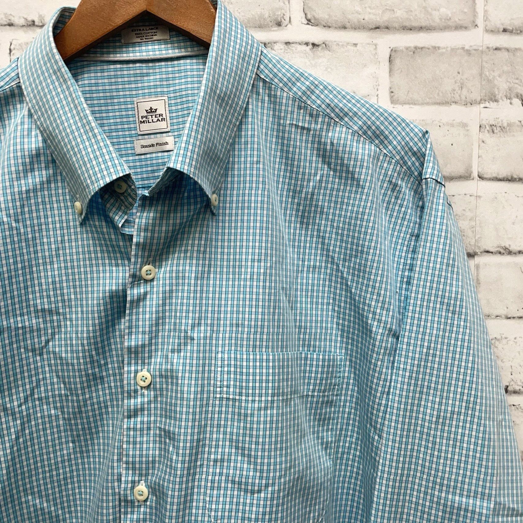 Peter Millar Peter Millar Shirt Button-Up Long Sleeve Mens XL Blue Checkered Seaside Finish Back to Front? Size US XL / EU 56 / 4 - 2 Thumbnail