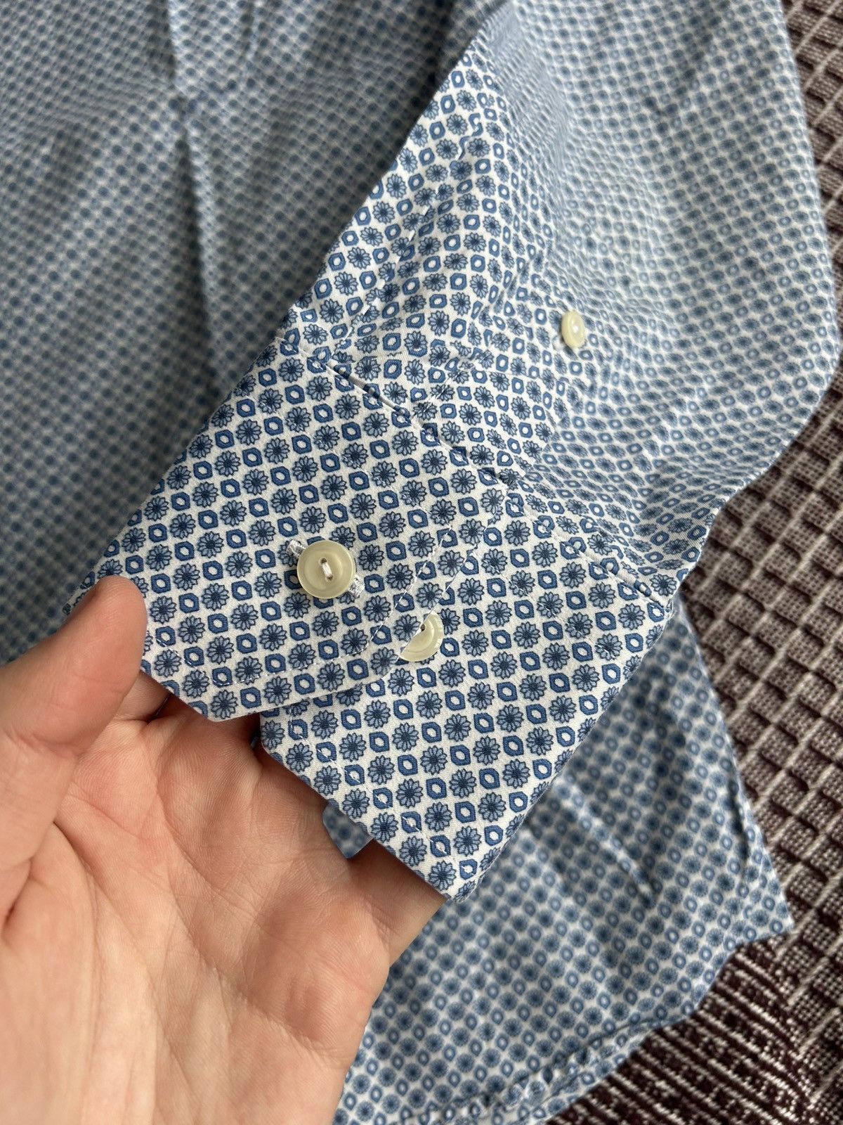 Eton Eton Floral Pattern Formal Shirt Solid Style Luxury Size L Size US L / EU 52-54 / 3 - 3 Thumbnail