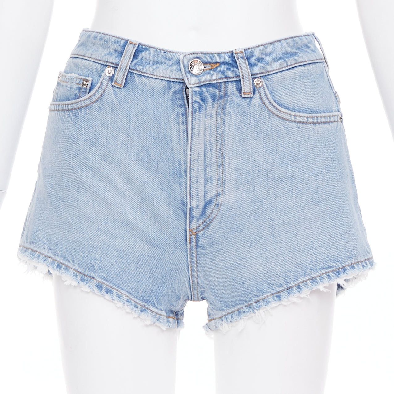 Dolce & Gabbana DOLCE GABBANA washed blue logo tag cut off high rise shorts IT38 XS Size 26" / US 2 / IT 38 - 1 Thumbnail