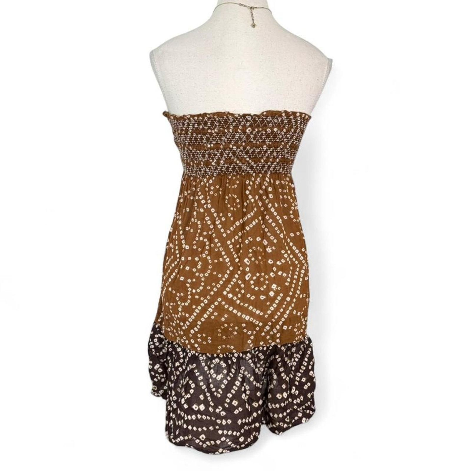 Other Tropical Summer Boho Strapless Mini Dress 100% Cotton size S Size S / US 4 / IT 40 - 2 Thumbnail