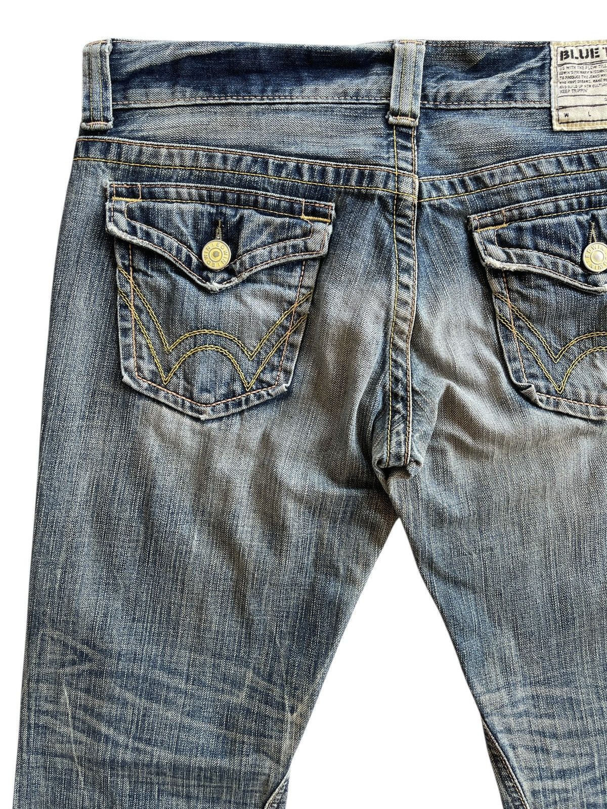 Japanese Brand Vintage Edwin 504 Blue Trip Flare Distressed Denim Size US 32 / EU 48 - 11 Thumbnail