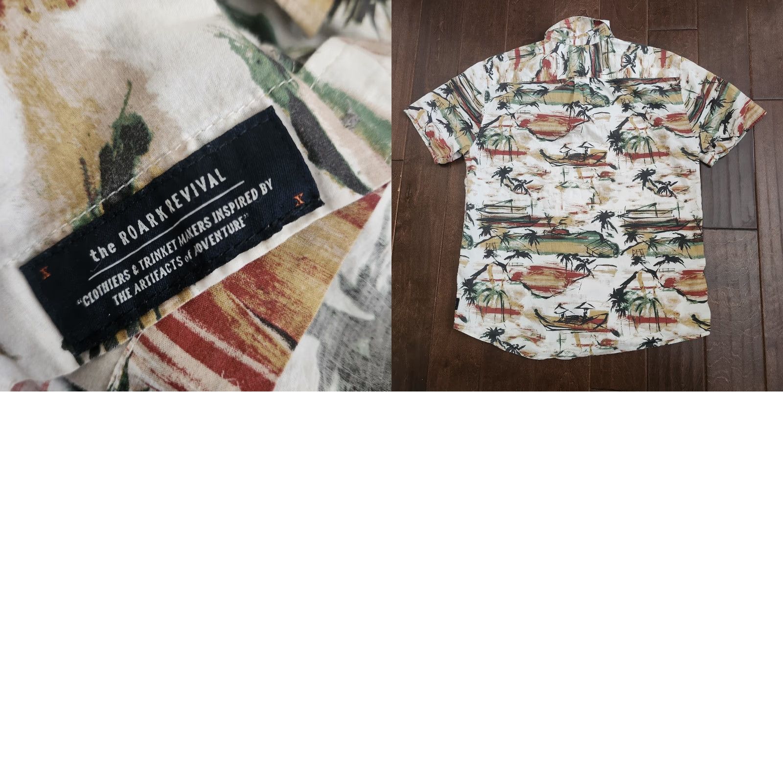 Roark Roark Revival Mens XL Button-Up Short Sleeve Shirt Tropical Palm Print Multicolor Cotton Regular Handcrafted? Size US XL / EU 56 / 4 - 10 Thumbnail