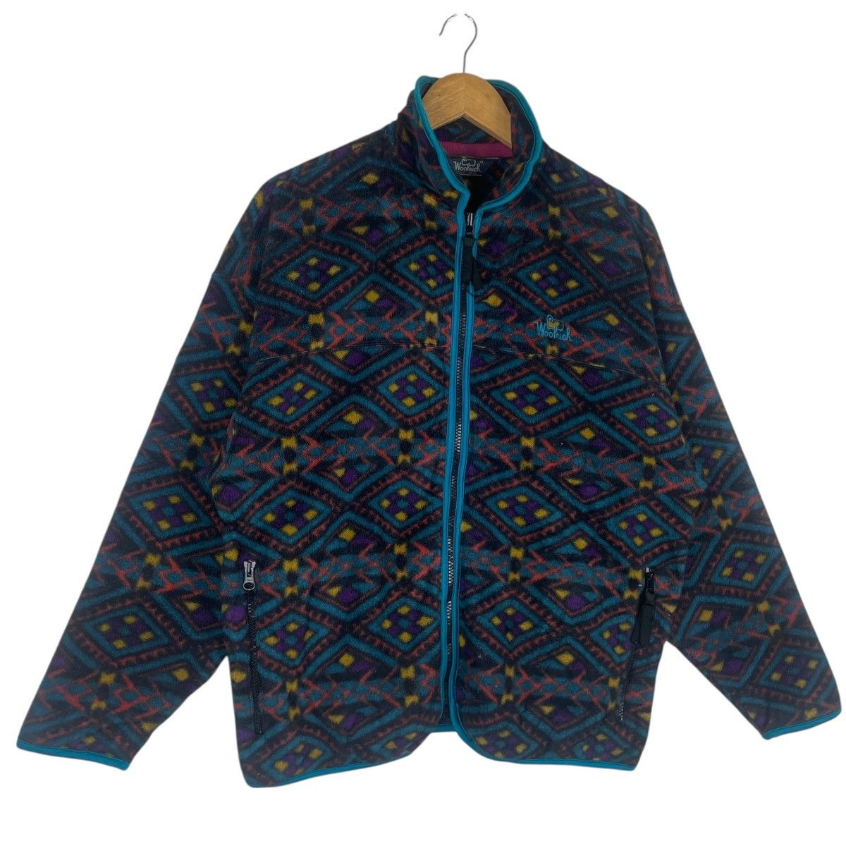 Woolrich Woolen Mills 💥80s WOOLRICH AZTEC MULTICOLOUR FLEECE SWEATER ZIP Size US L / EU 52-54 / 3 - 3 Thumbnail