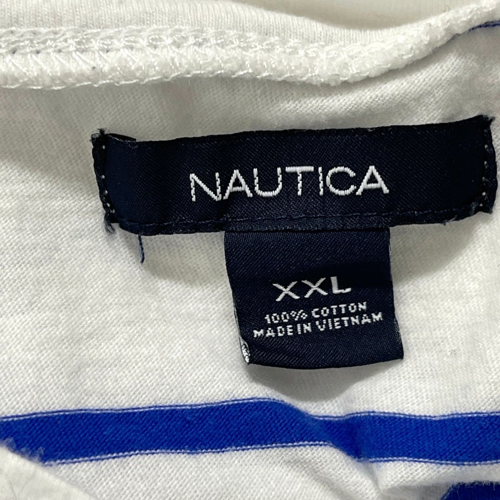 Nautica Nautica Tee Shirt Women 2XL Blue White Striped V-Neck Short Sleeve 100% Cotton Size XXL / US 16-18 / IT 52-54 - 2 Thumbnail