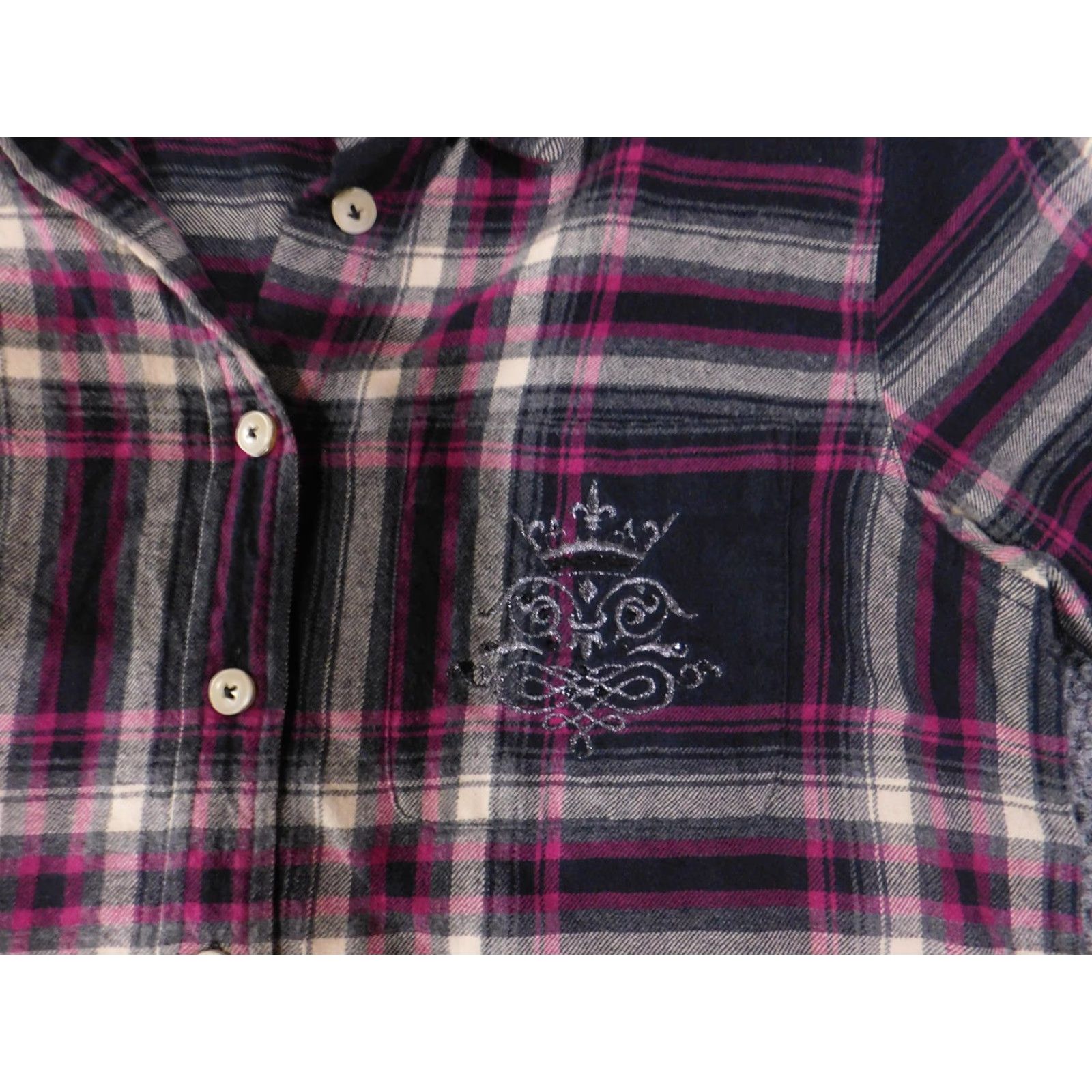 Soft Surroundings Soft Surroundings Shirt Womens Small Black Pink Plaid Button Front Tunic Crest Size S / US 4 / IT 40 - 6 Thumbnail