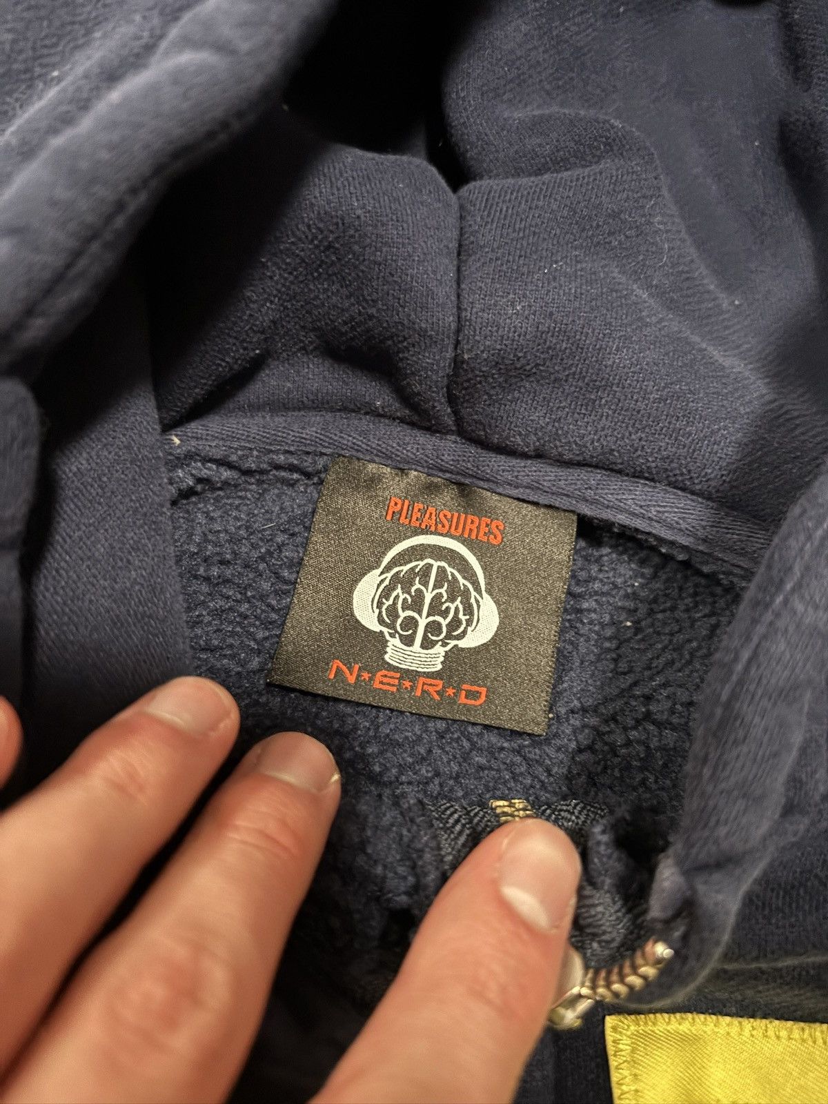 Pleasures Pleasures NERD zipup navy blue and yellow hoodie embriodered Size US M / EU 48-50 / 2 - 4 Thumbnail