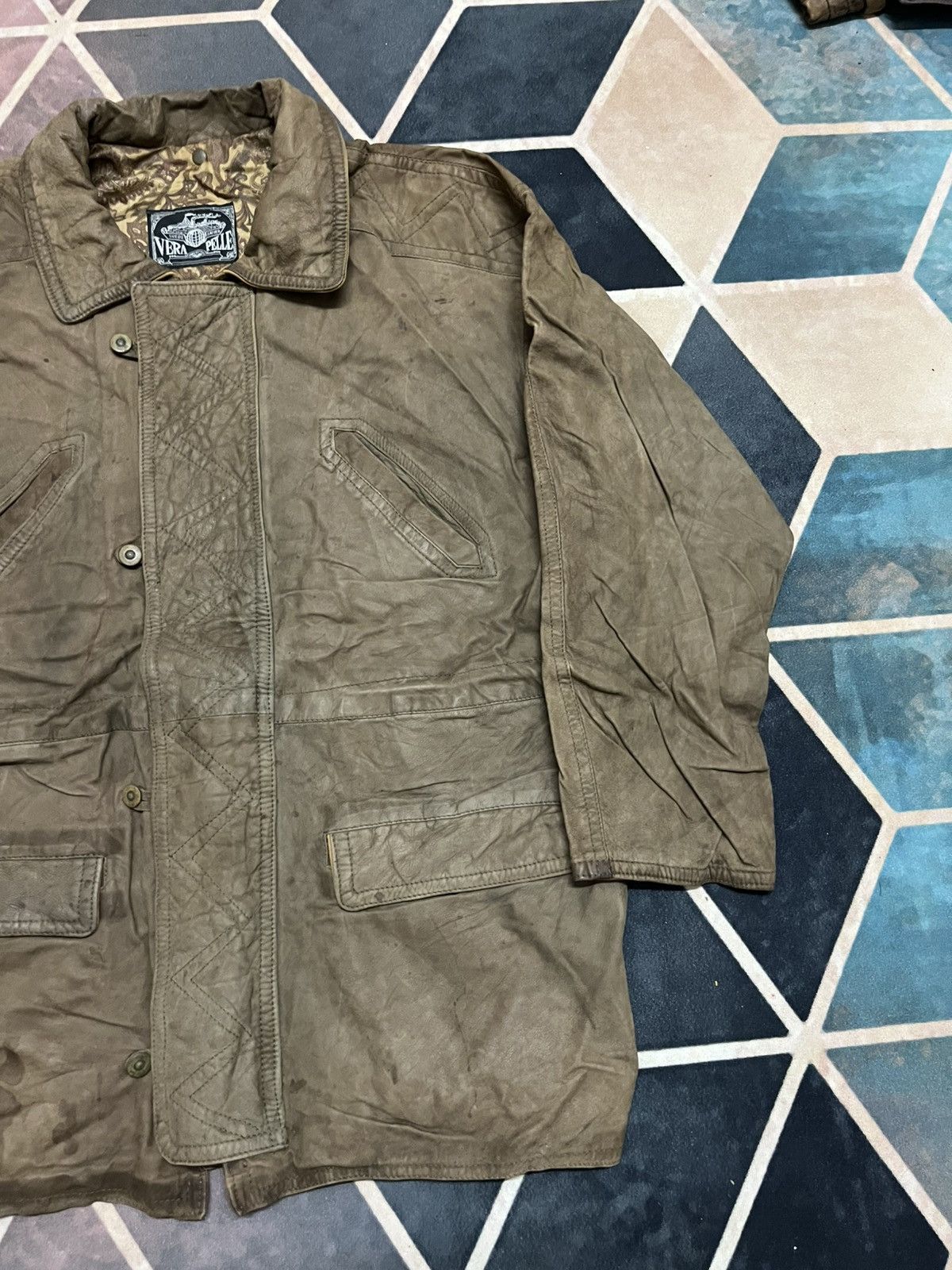 Vera Pelle 💥TRUE VINTAGE ITALY VERA PELLE LEATHER WITH SILK LINING Size US L / EU 52-54 / 3 - 6 Thumbnail