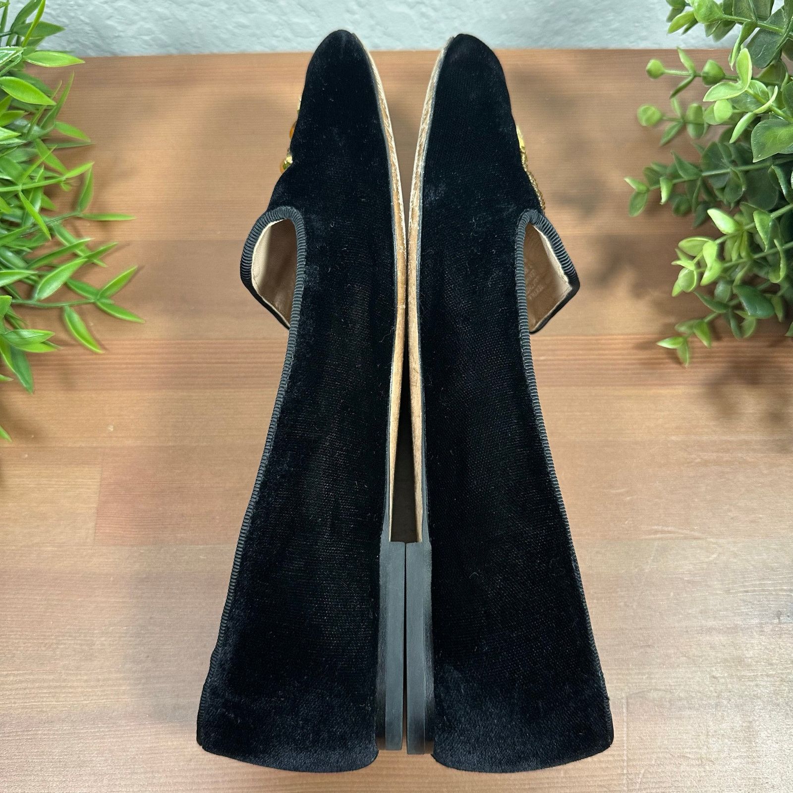 Tory Burch Tory Burch Embellished Peace Smocking Flats Black Velvet Size US 7.5 / IT 37.5 - 6 Thumbnail