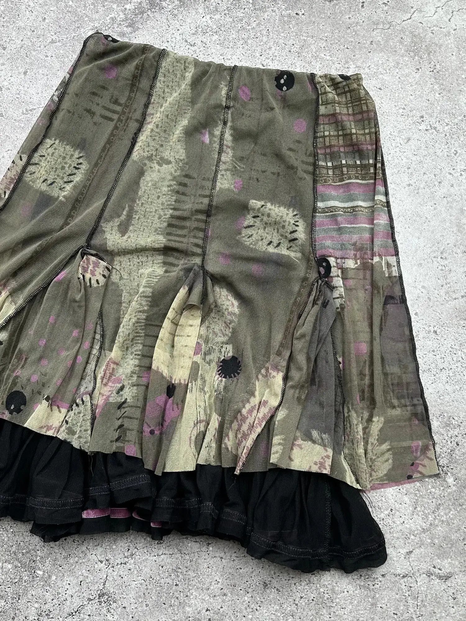 Japanese Brand Vintage Printed Flare Skirt C44(V135)(E8) Size 25" / US 0 / IT 36 - 6 Thumbnail