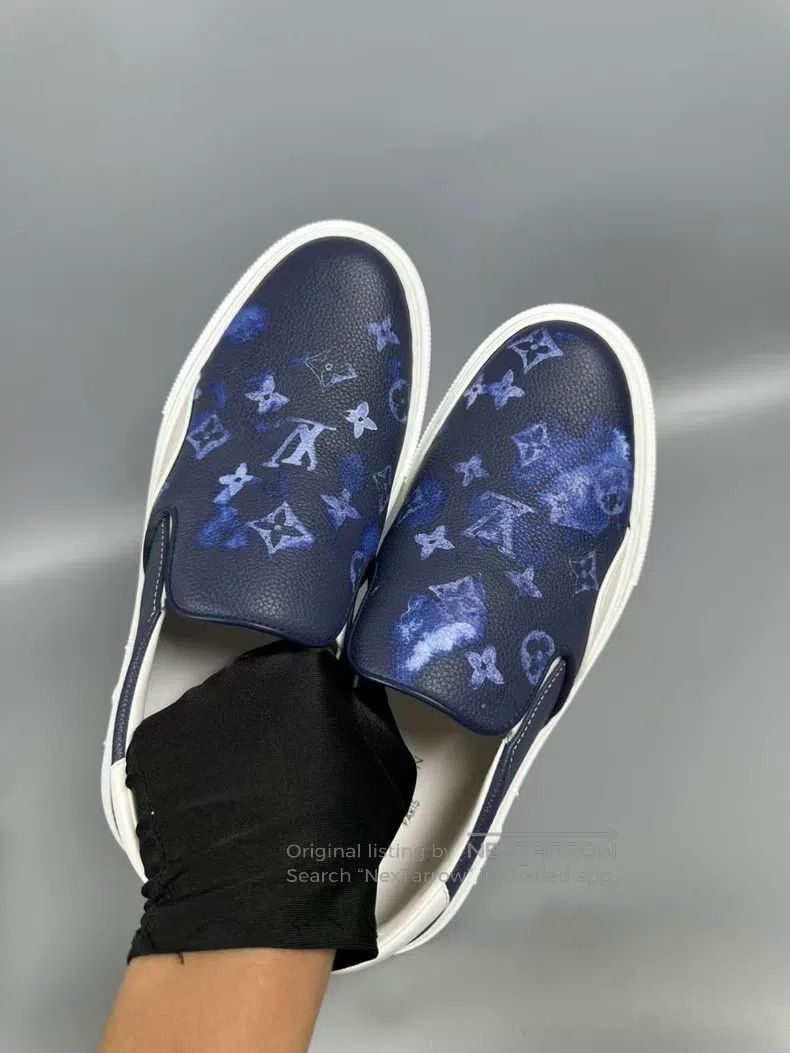 Louis Vuitton Louis Vuitton Ink-wash white and blue one-step casual shoe Size US 7 / EU 40 - 4 Thumbnail