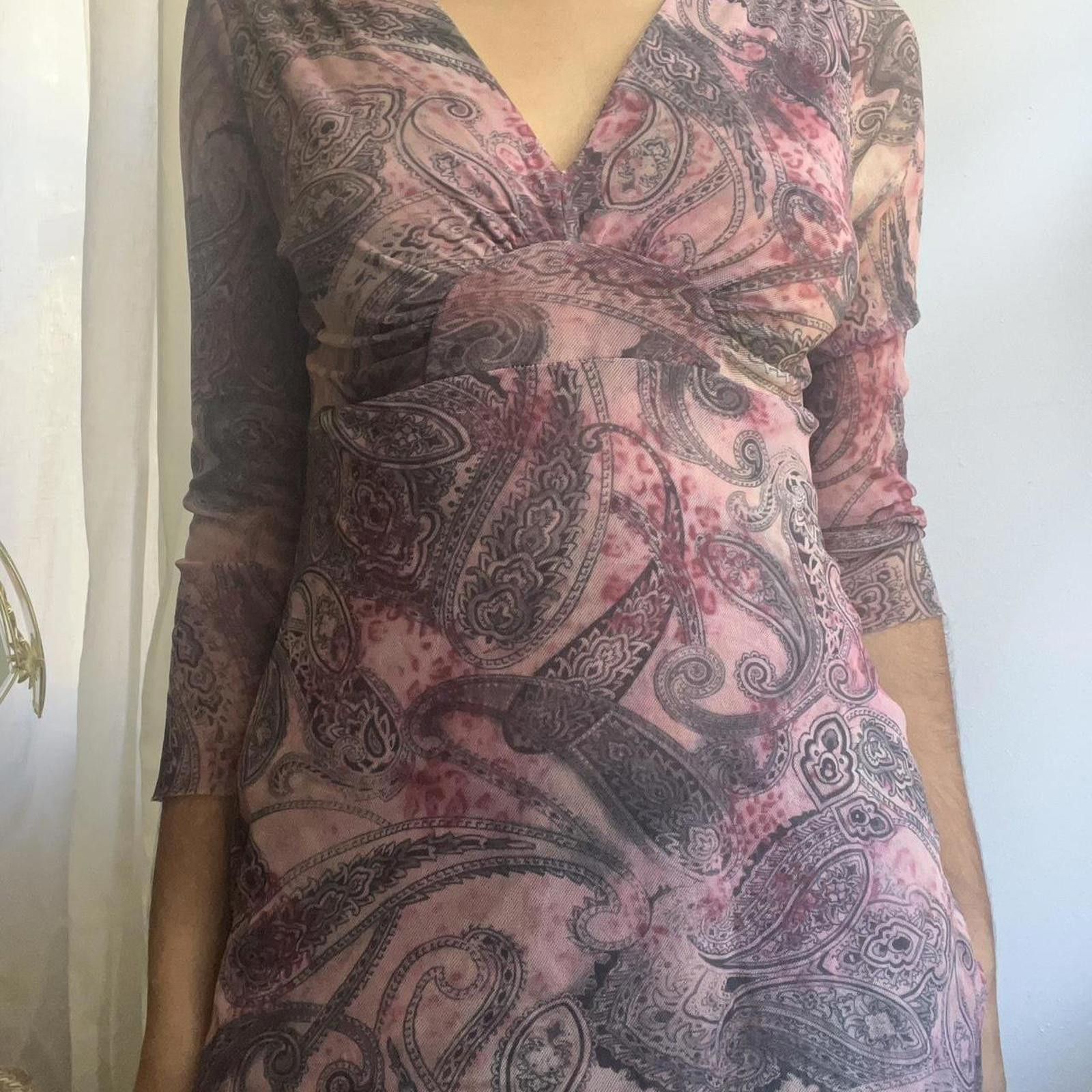 Other Pink paisley print mesh top with 3/4 sleeves #y2kfashion Size M / US 6-8 / IT 42-44 - 3 Thumbnail