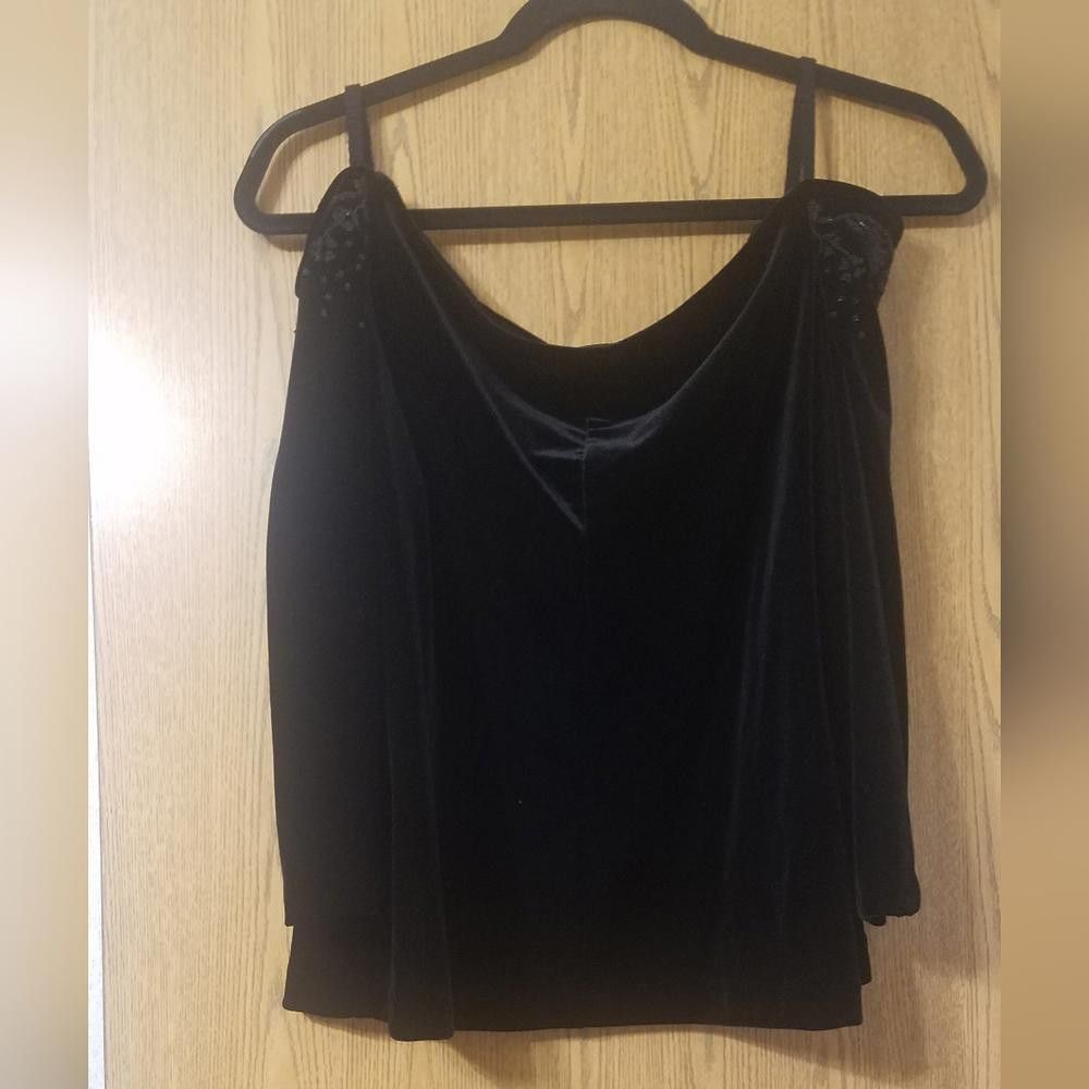 Designer NWT XSCAPE Elegant Black Velvet Women's Top Size XL Size XL / US 12-14 / IT 48-50 - 2 Thumbnail
